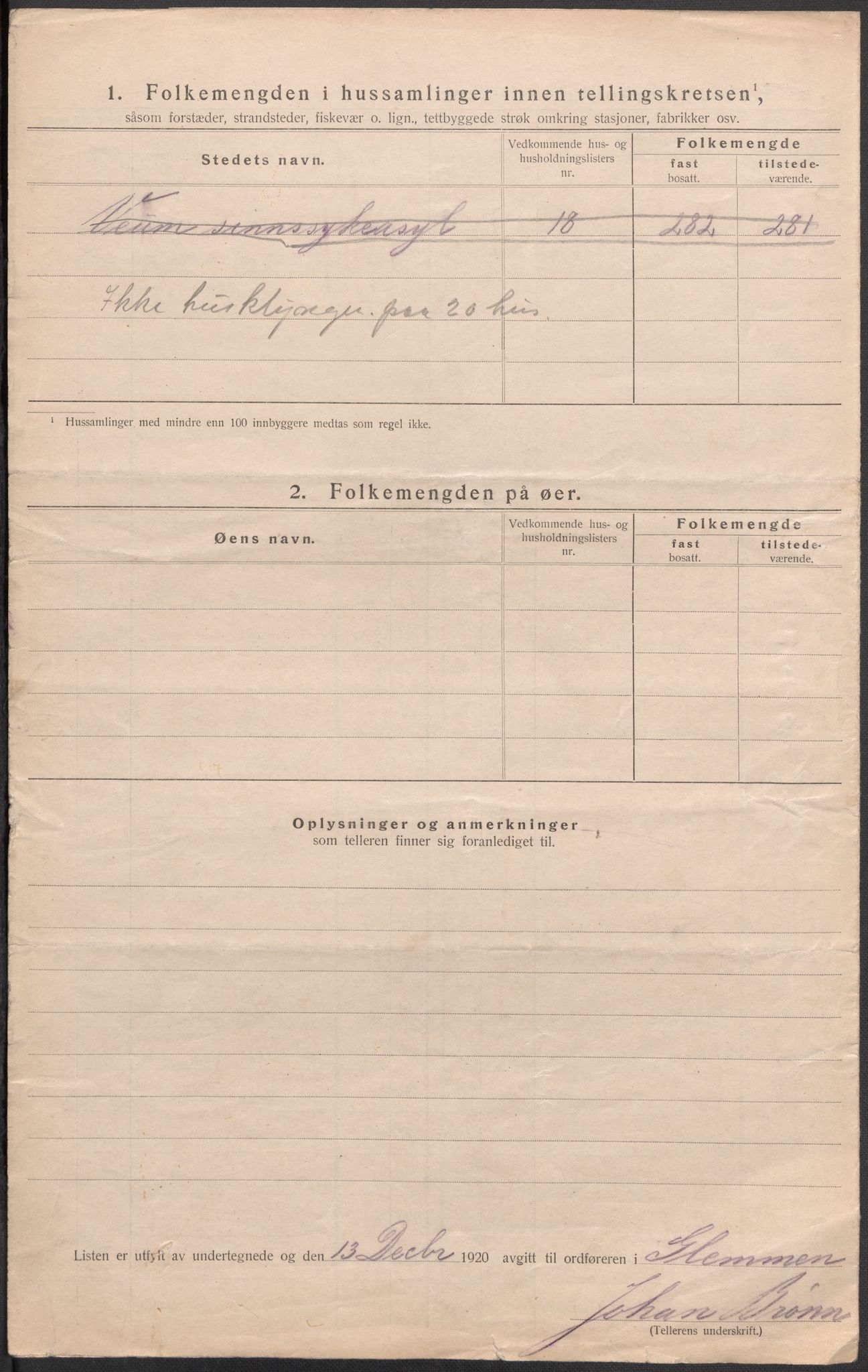 SAO, 1920 census for Glemmen, 1920, p. 54