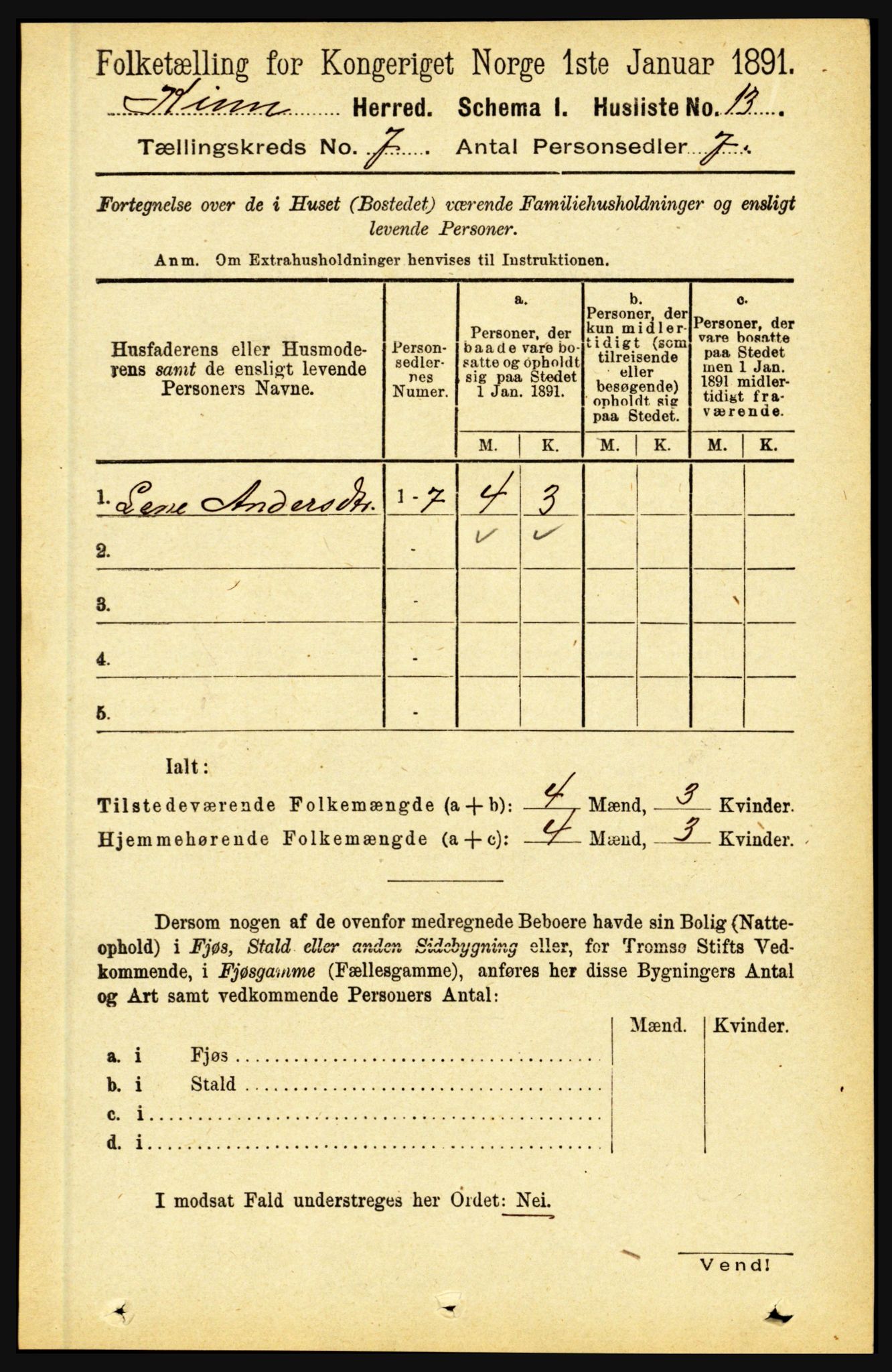 RA, 1891 census for 1437 Kinn, 1891, p. 2627