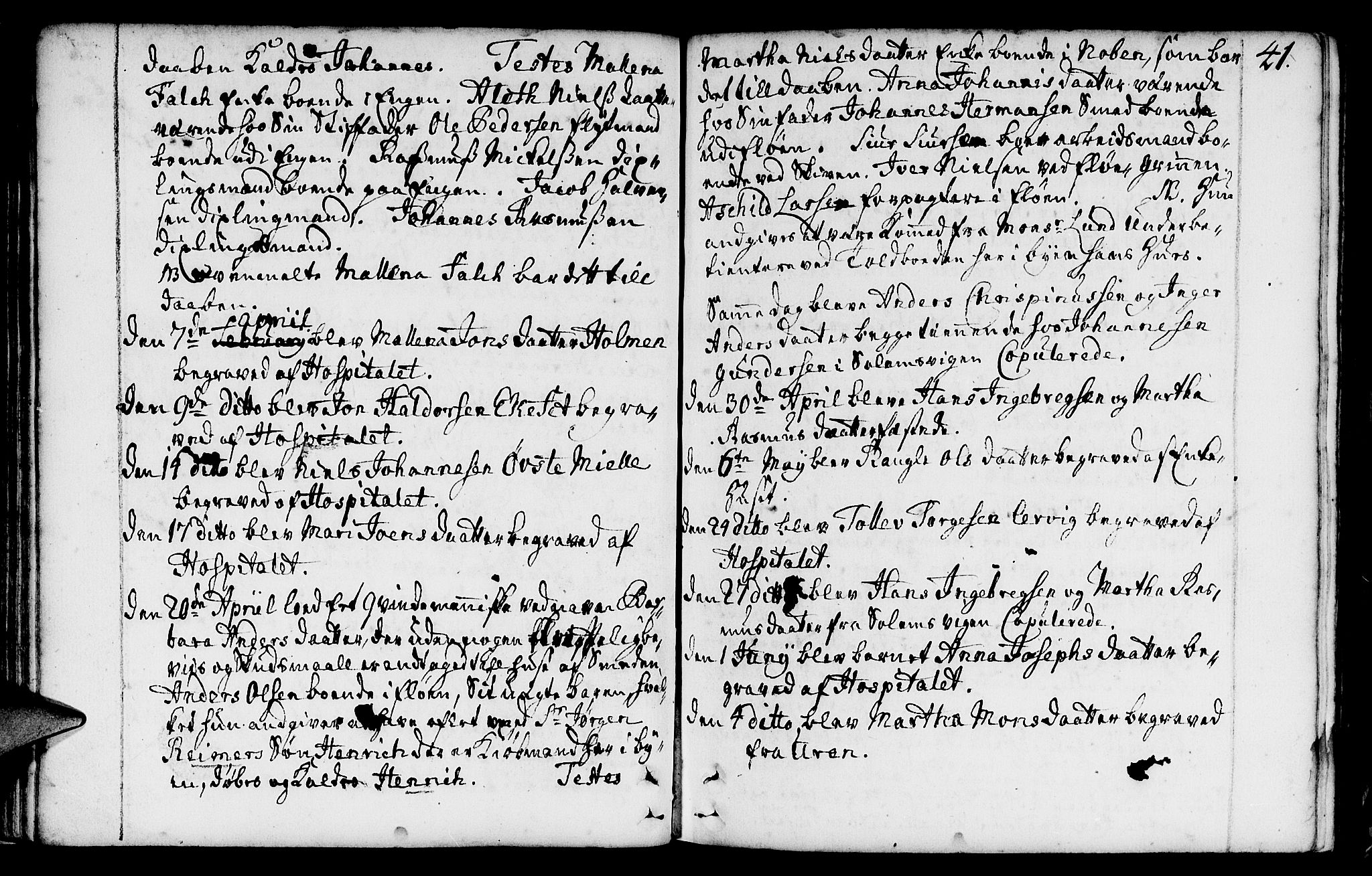 St. Jørgens hospital og Årstad sokneprestembete, AV/SAB-A-99934: Parish register (official) no. A 1, 1743-1823, p. 41