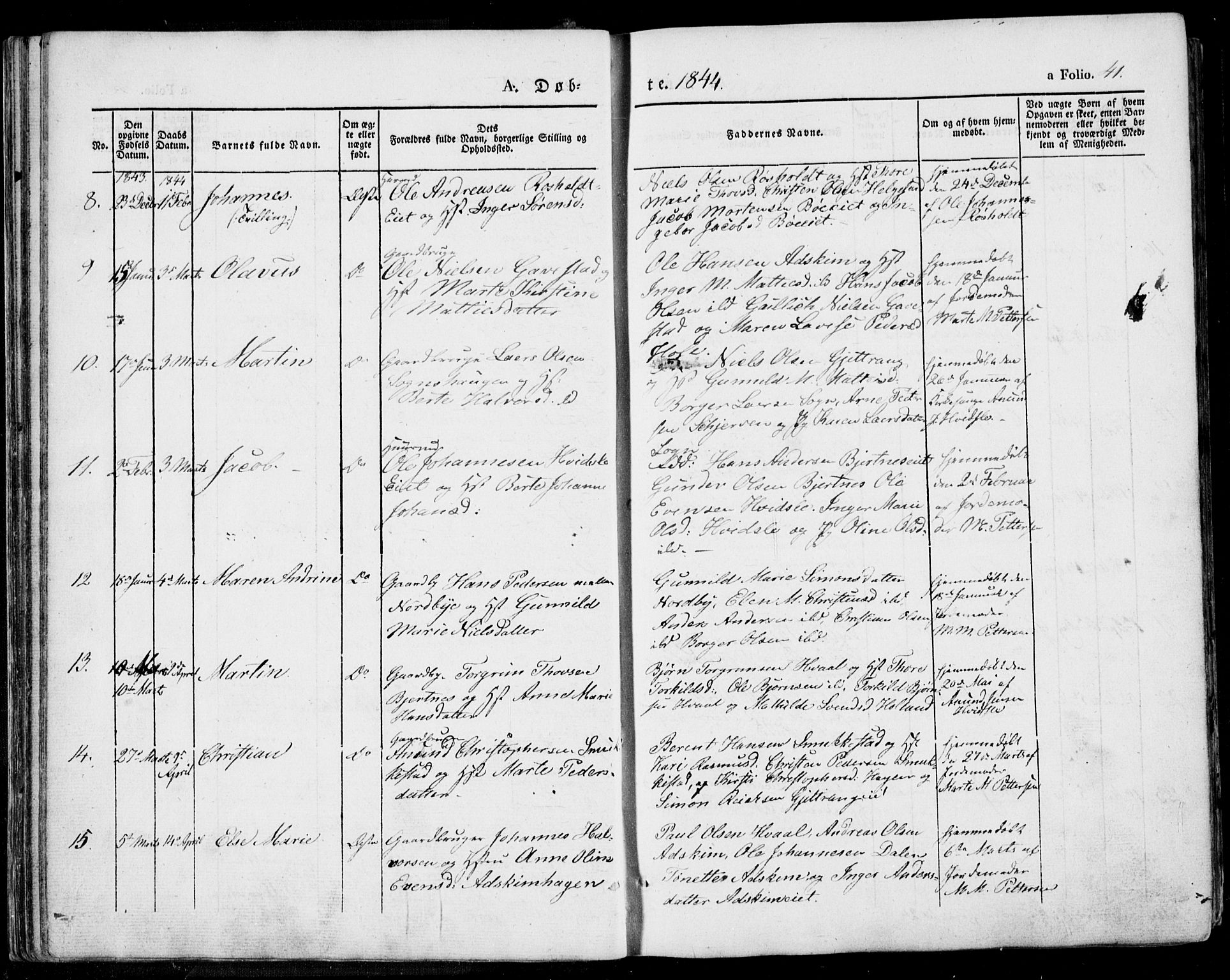 Lardal kirkebøker, SAKO/A-350/F/Fa/L0006: Parish register (official) no. I 6, 1835-1860, p. 41