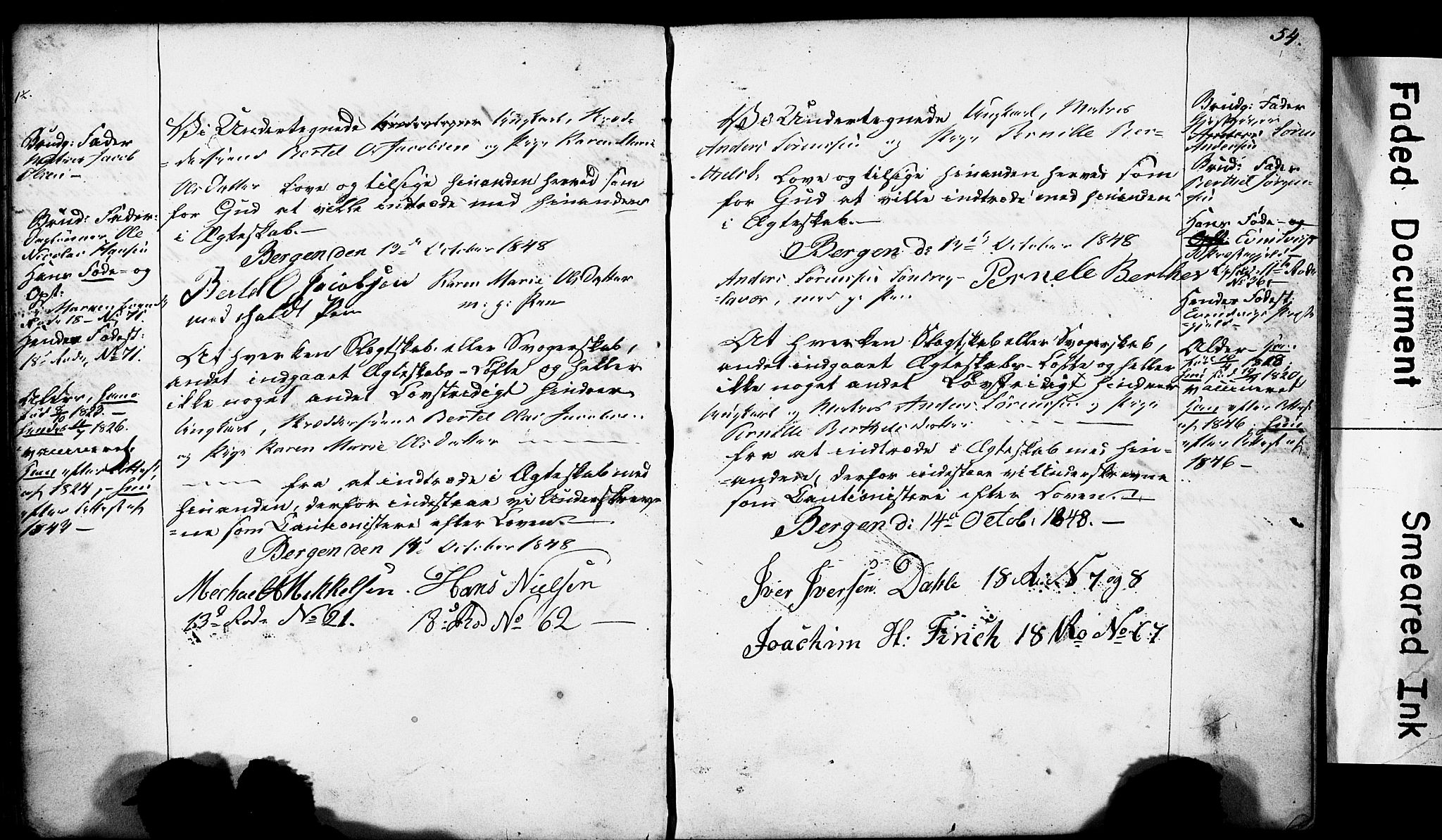 Domkirken sokneprestembete, AV/SAB-A-74801: Best man's statements no. II.5.4, 1845-1852, p. 54