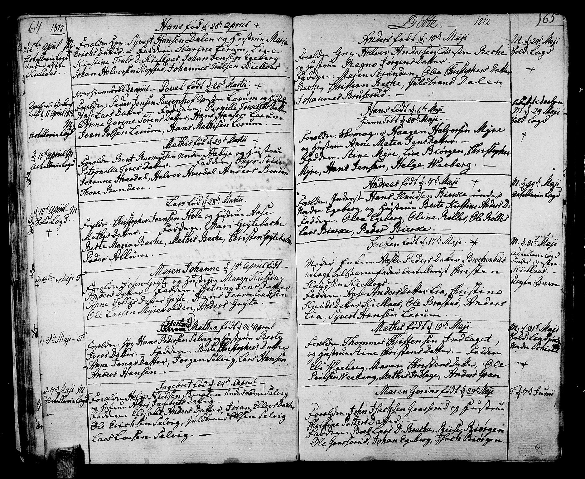 Sande Kirkebøker, SAKO/A-53/F/Fa/L0002: Parish register (official) no. 2, 1804-1814, p. 64-65