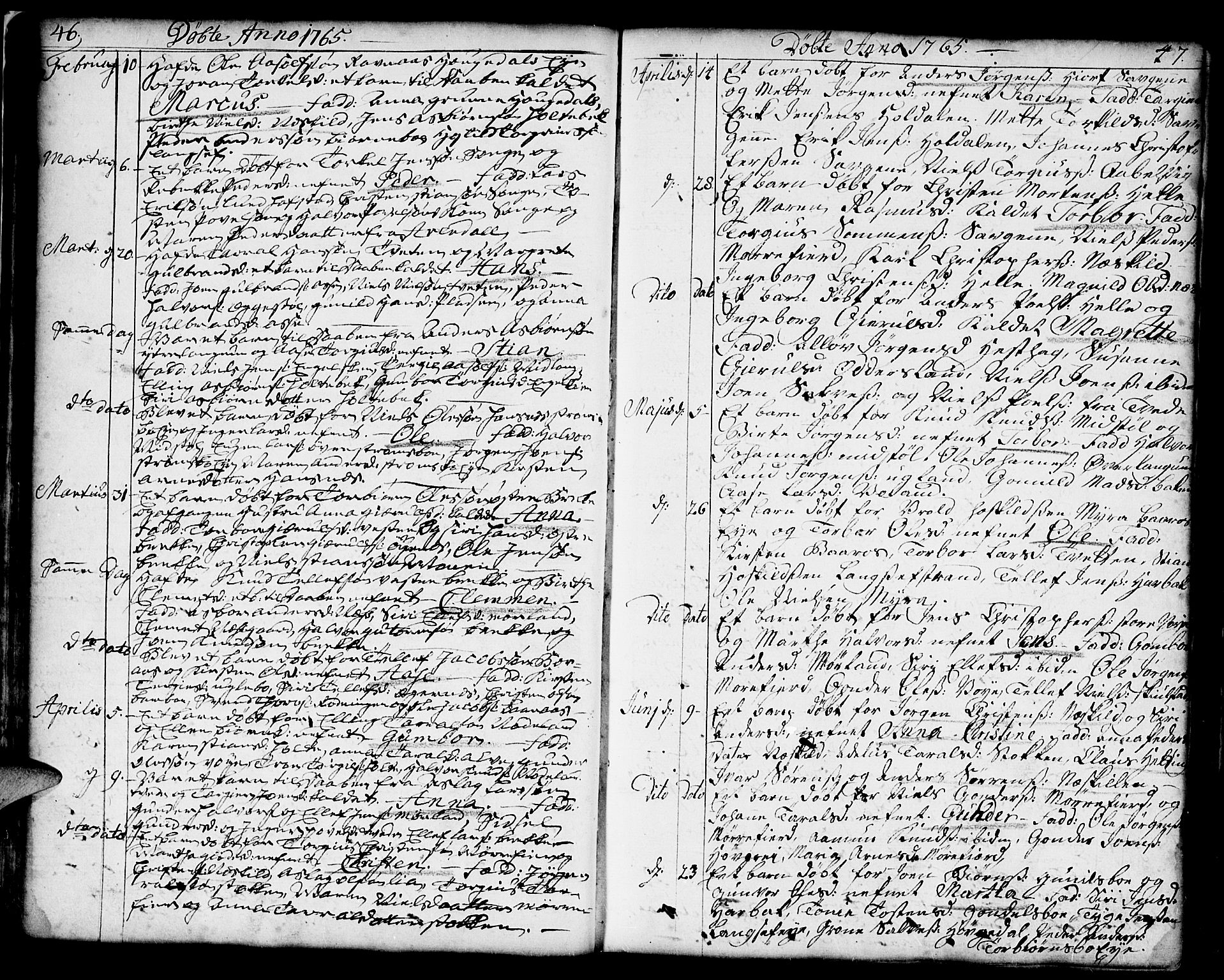 Austre Moland sokneprestkontor, AV/SAK-1111-0001/F/Fa/Faa/L0002: Parish register (official) no. A 2, 1747-1808, p. 46-47