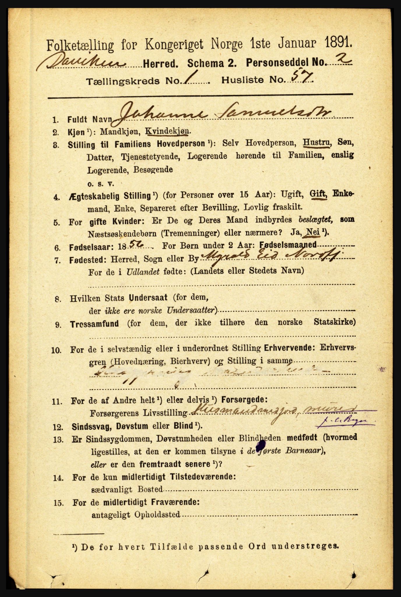 RA, 1891 census for 1442 Davik, 1891, p. 435