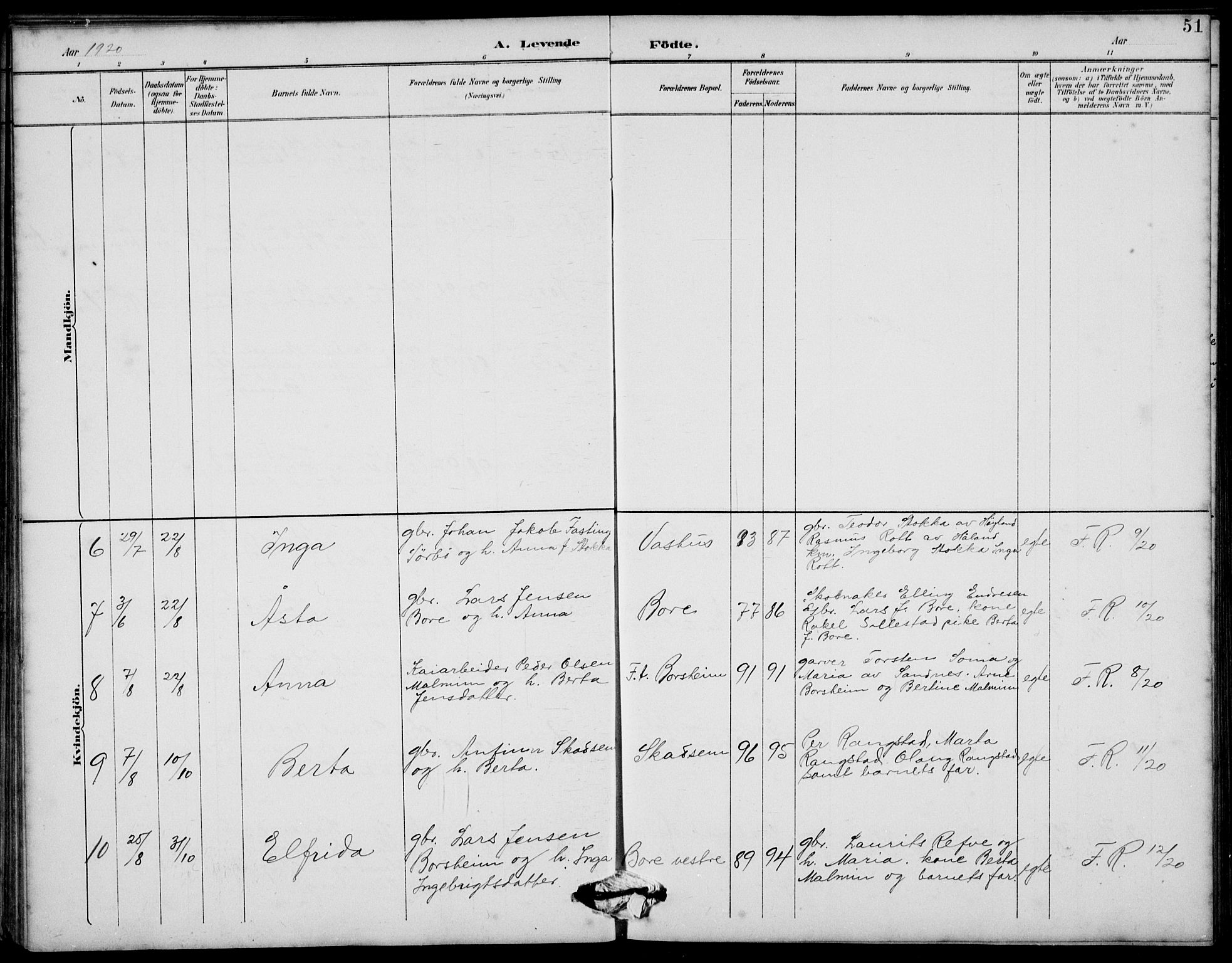 Klepp sokneprestkontor, AV/SAST-A-101803/001/3/30BB/L0006: Parish register (copy) no. B 6, 1889-1936, p. 51