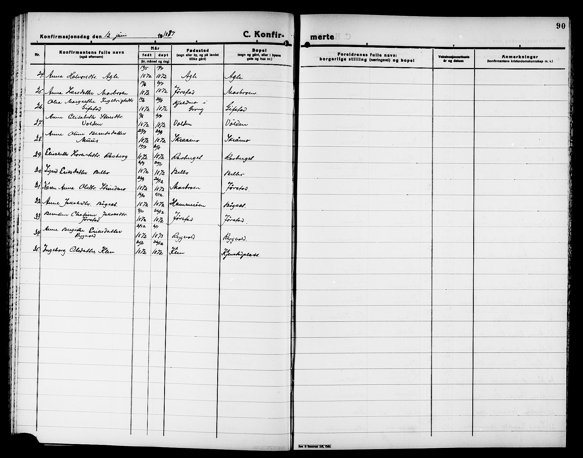 Ministerialprotokoller, klokkerbøker og fødselsregistre - Nord-Trøndelag, AV/SAT-A-1458/749/L0487: Parish register (official) no. 749D03, 1887-1902, p. 90