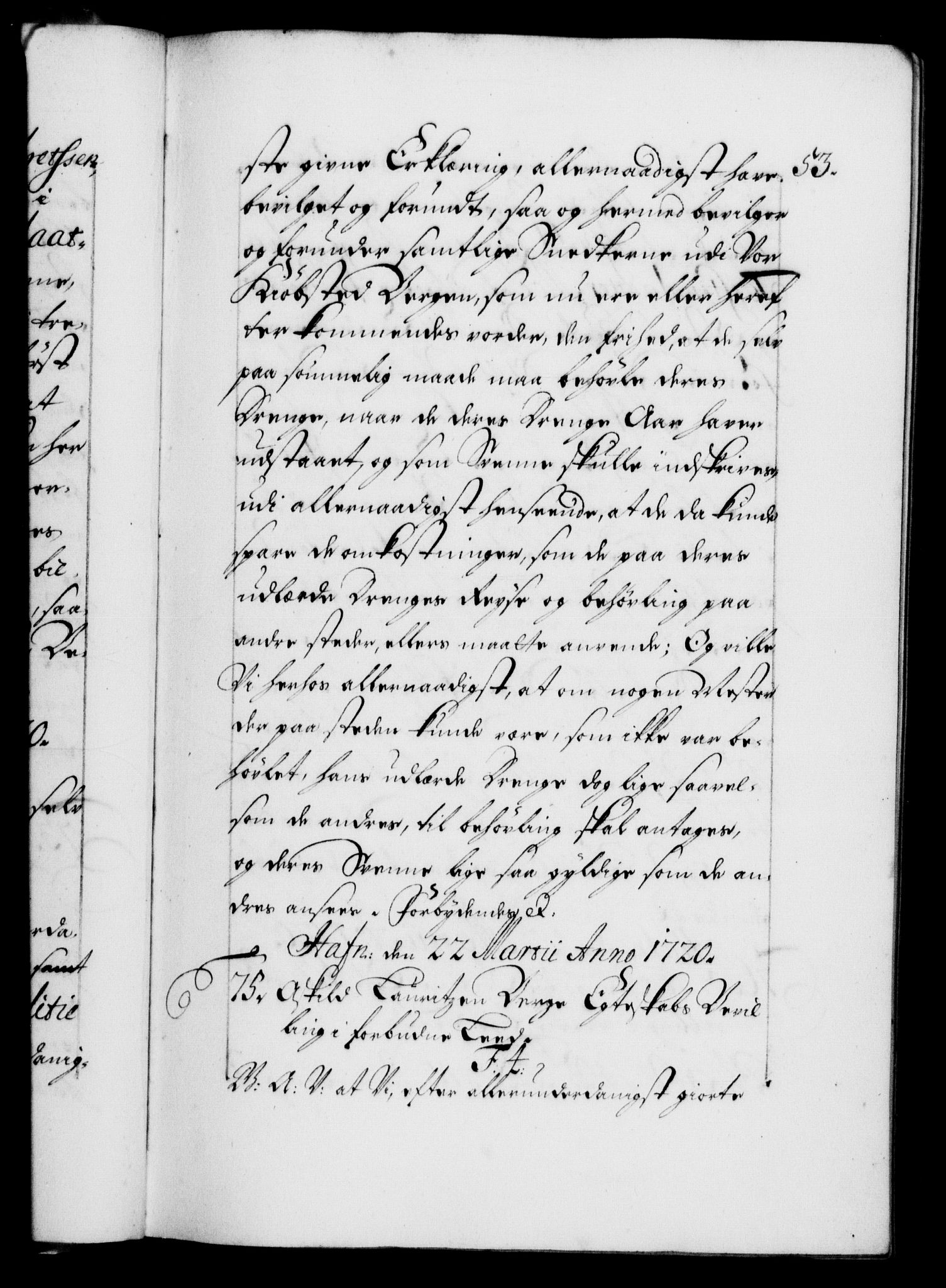 Danske Kanselli 1572-1799, AV/RA-EA-3023/F/Fc/Fca/Fcaa/L0023: Norske registre, 1720-1722, p. 53a