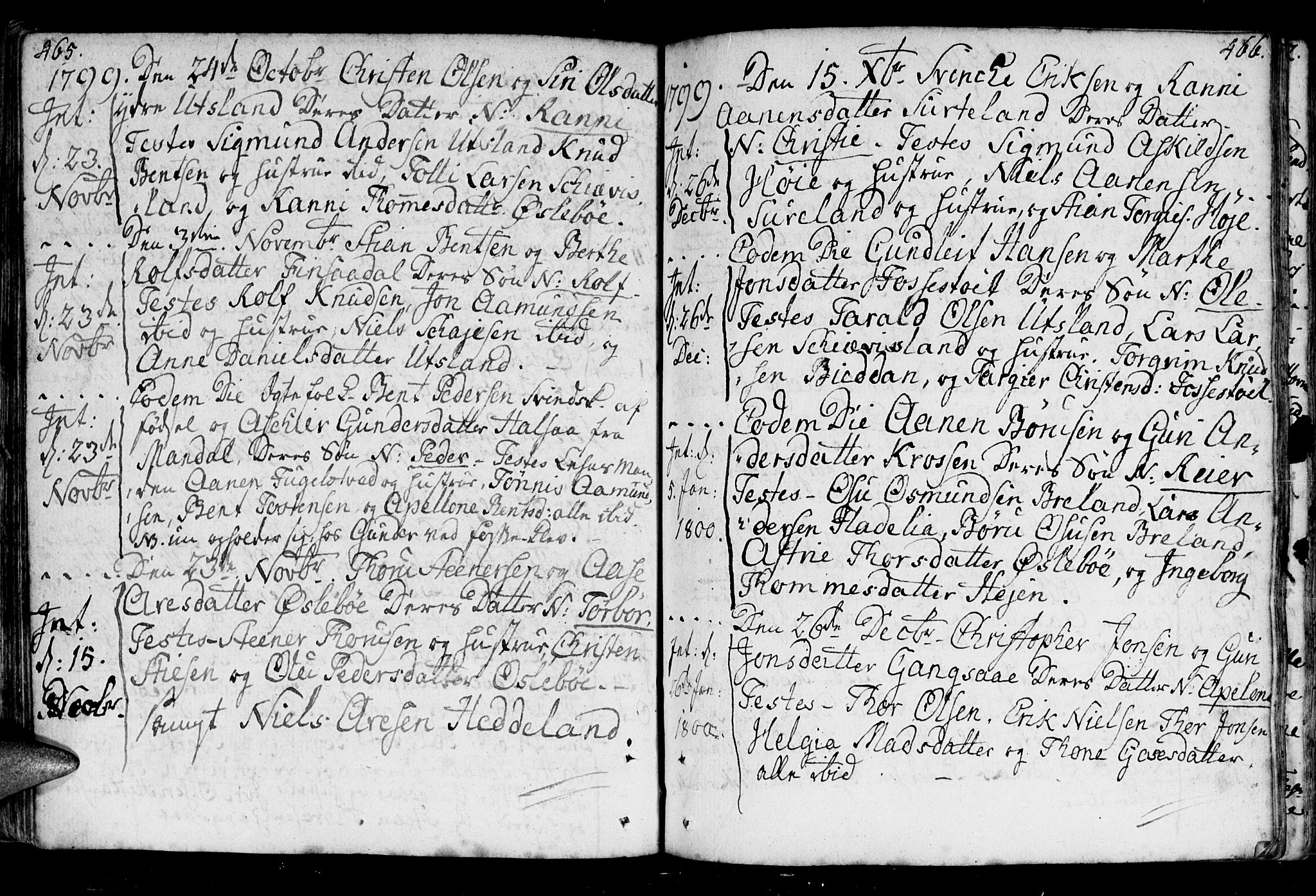 Holum sokneprestkontor, AV/SAK-1111-0022/F/Fa/Fac/L0001: Parish register (official) no. A 1, 1773-1820, p. 465-466