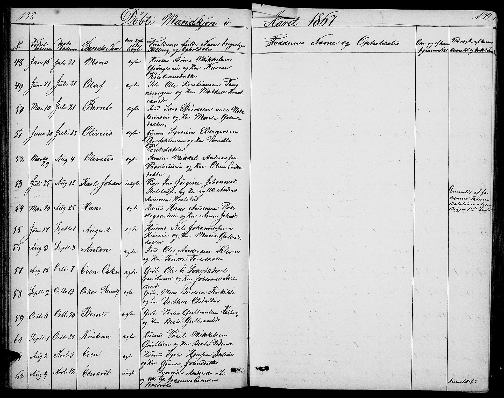 Nes prestekontor, Hedmark, AV/SAH-PREST-020/L/La/L0005: Parish register (copy) no. 5, 1852-1889, p. 138-139