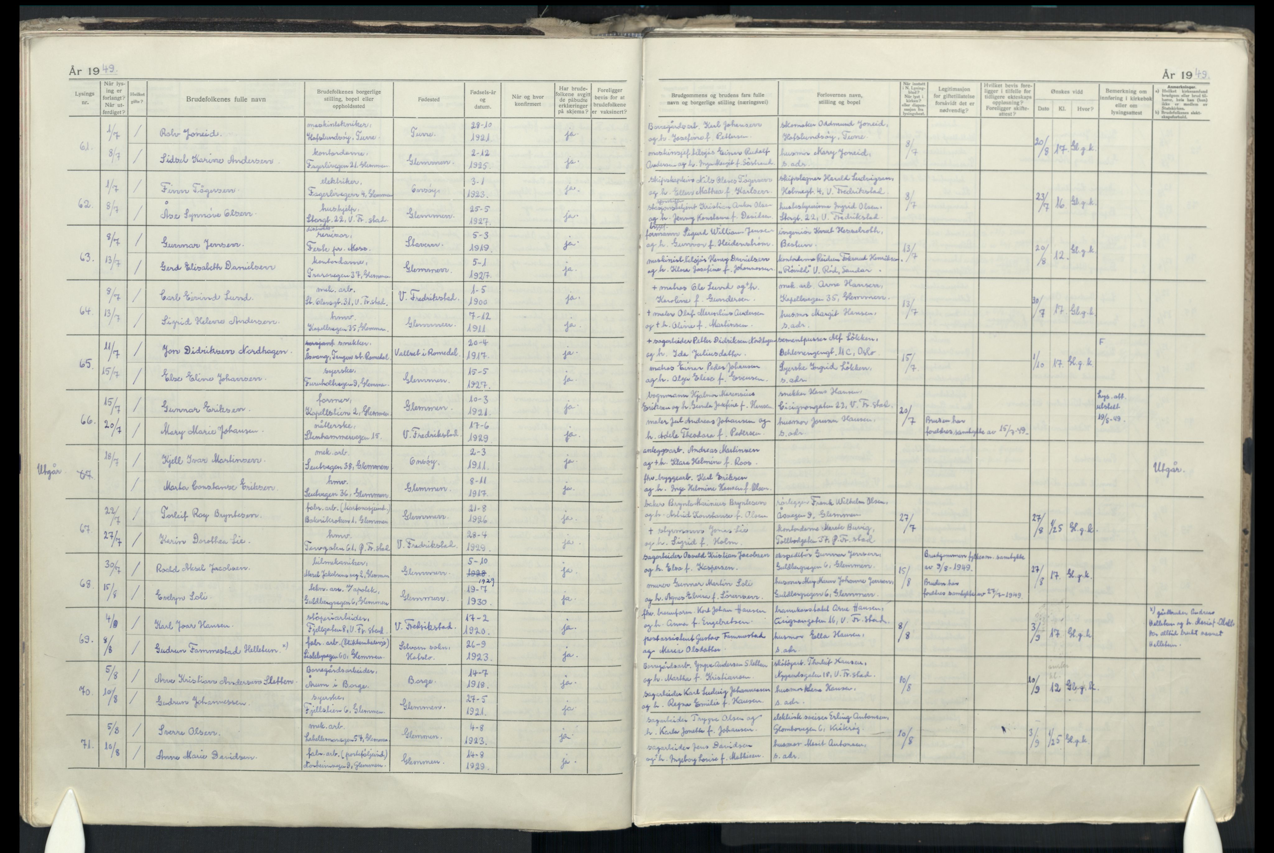 Glemmen prestekontor Kirkebøker, AV/SAO-A-10908/H/Ha/L0004: Banns register no. 4, 1942-1965