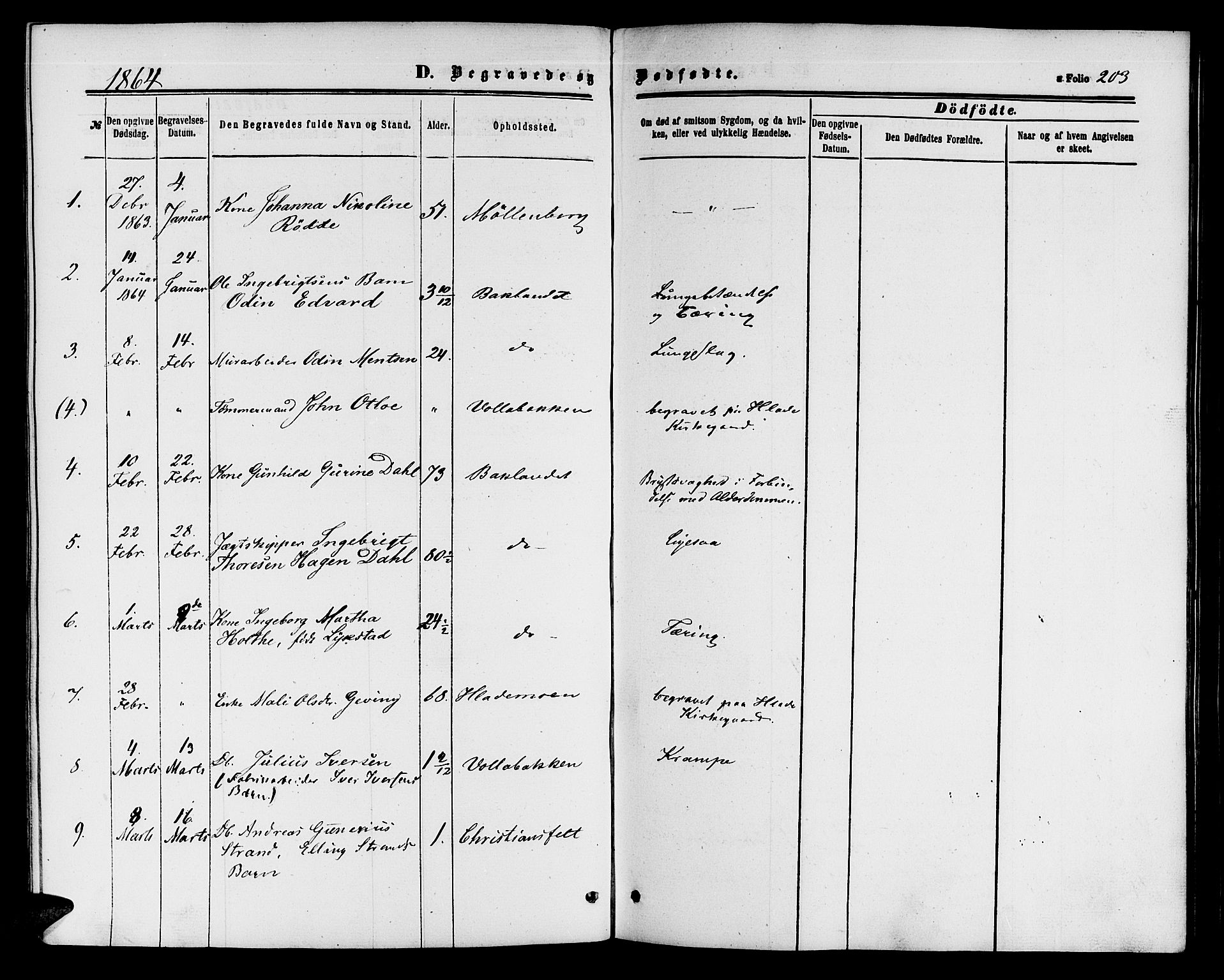 Ministerialprotokoller, klokkerbøker og fødselsregistre - Sør-Trøndelag, SAT/A-1456/604/L0185: Parish register (official) no. 604A06, 1861-1865, p. 203