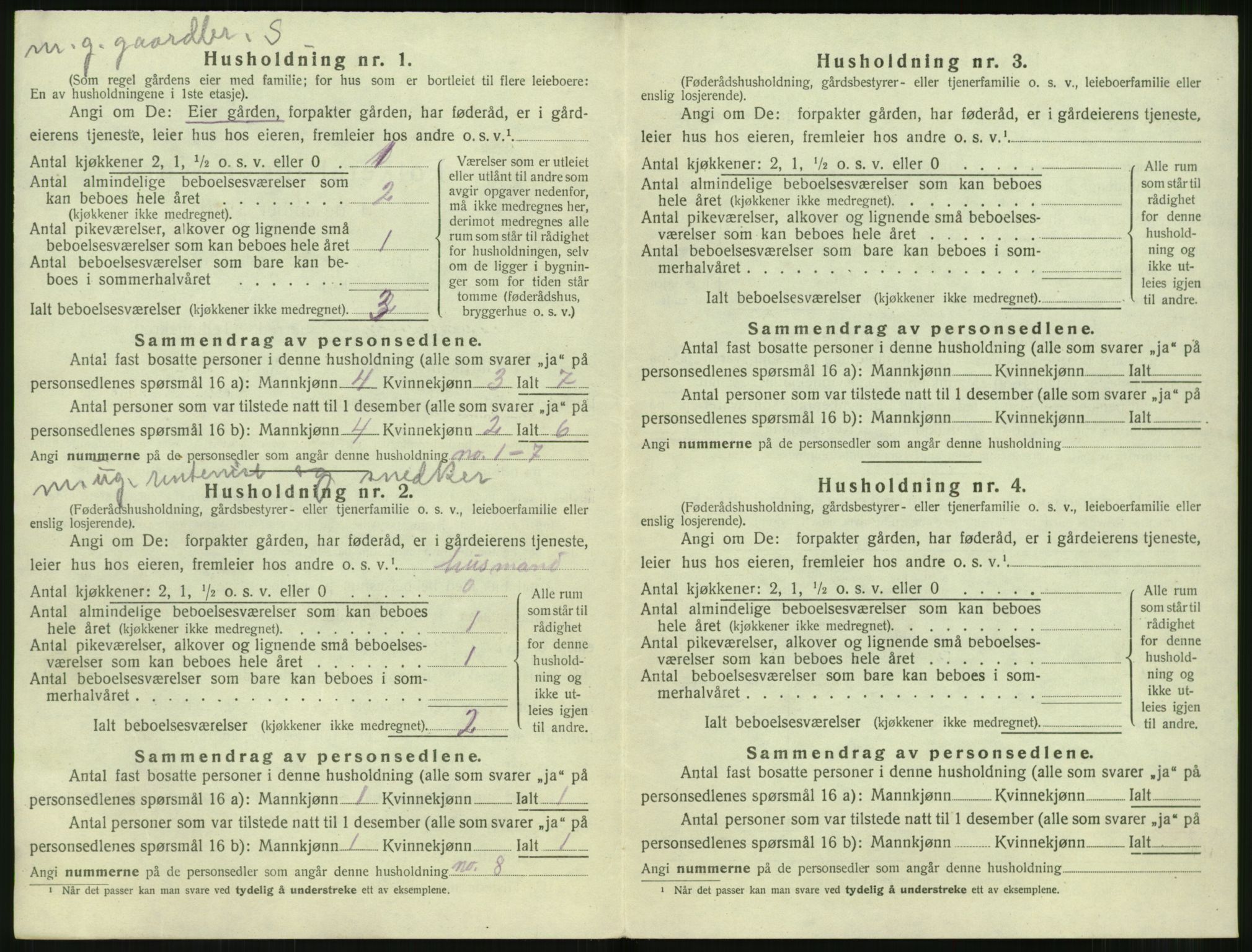 SAT, 1920 census for Sunnylven, 1920, p. 249