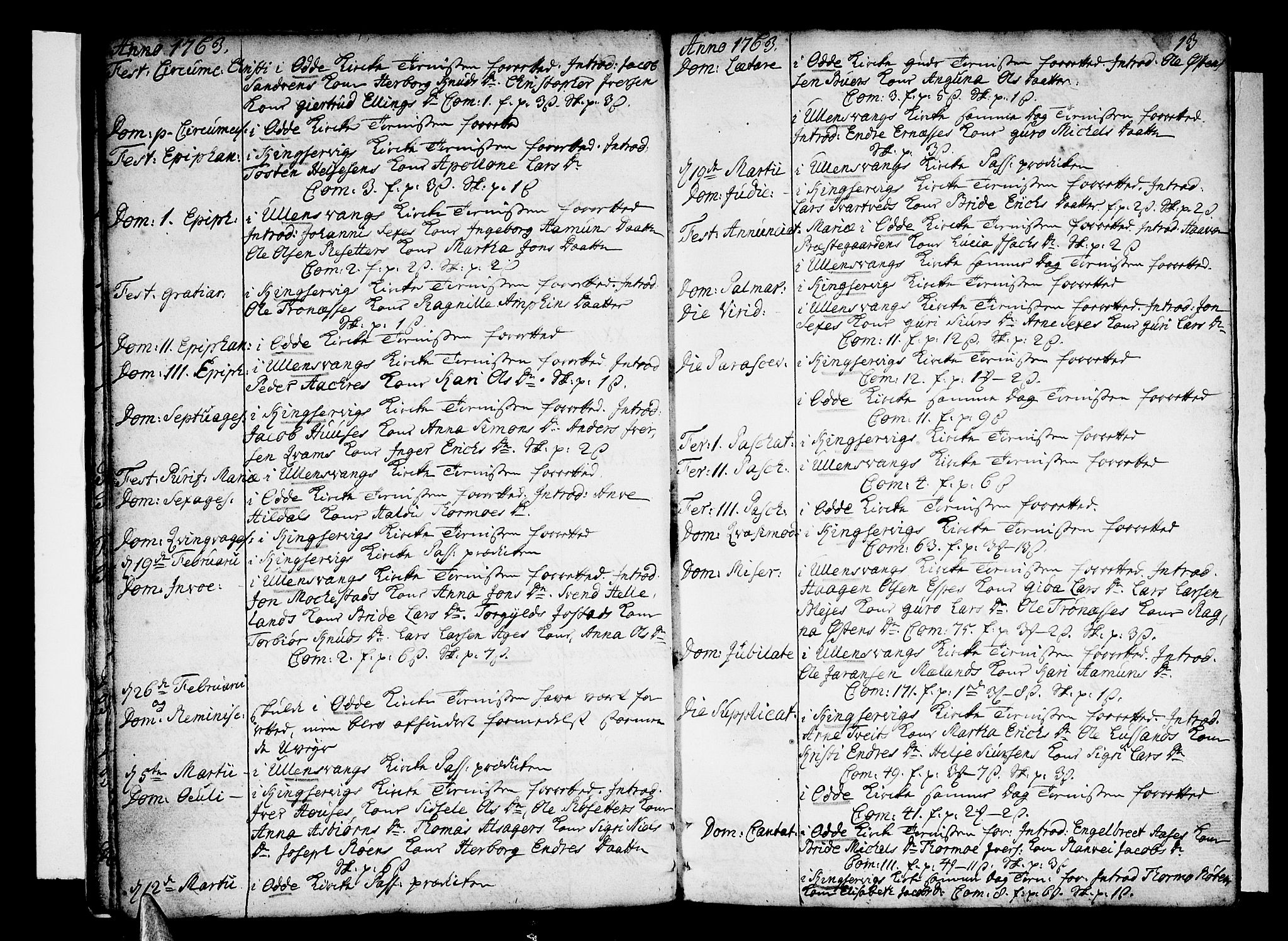 Ullensvang sokneprestembete, AV/SAB-A-78701/H/Haa: Parish register (official) no. A 6 /1, 1758-1788, p. 13