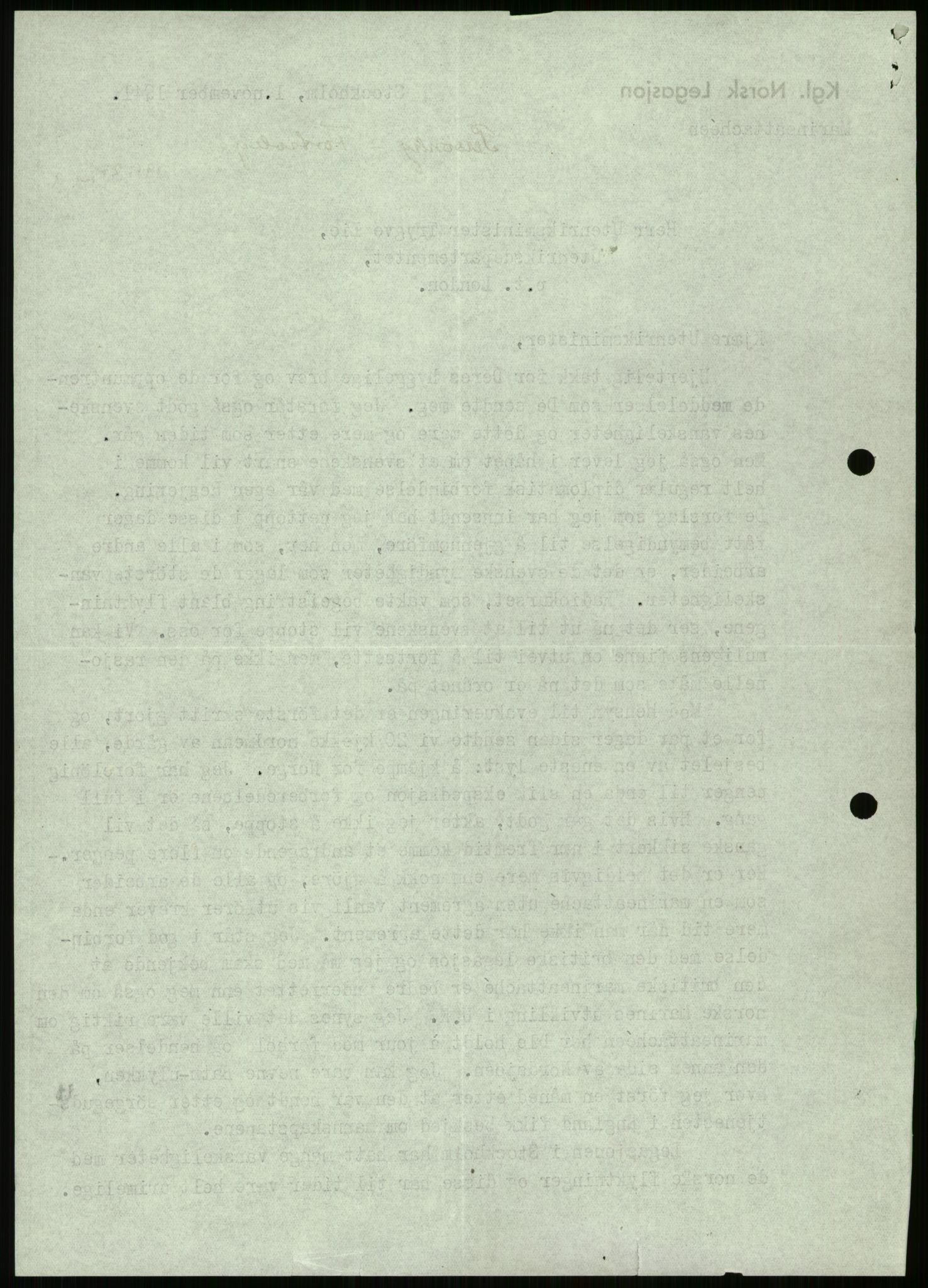 Lie, Trygve, AV/RA-PA-1407/D/L0003: Blandet korrespondanse., 1940-1948, p. 800