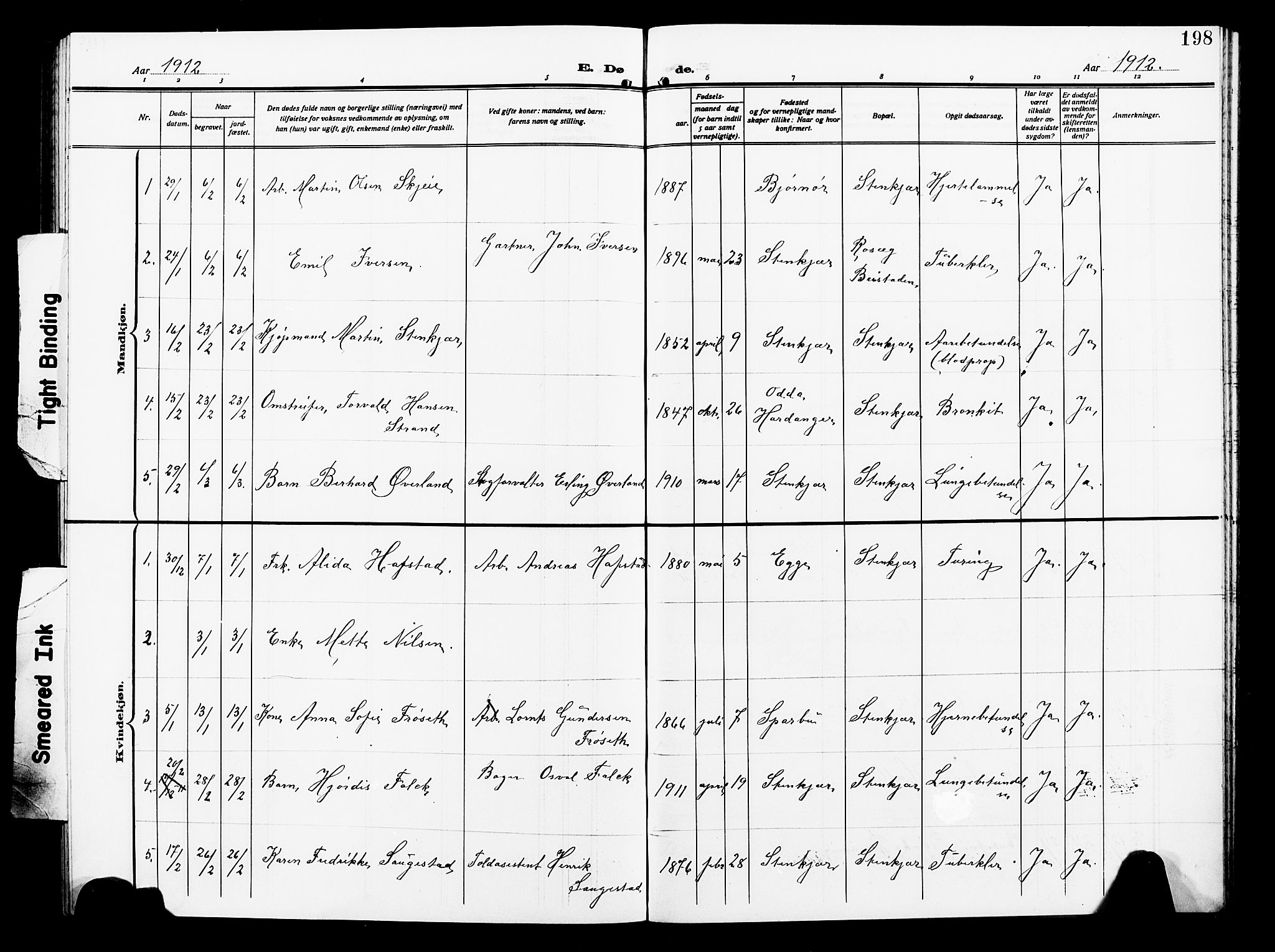 Ministerialprotokoller, klokkerbøker og fødselsregistre - Nord-Trøndelag, AV/SAT-A-1458/739/L0376: Parish register (copy) no. 739C04, 1908-1917, p. 198