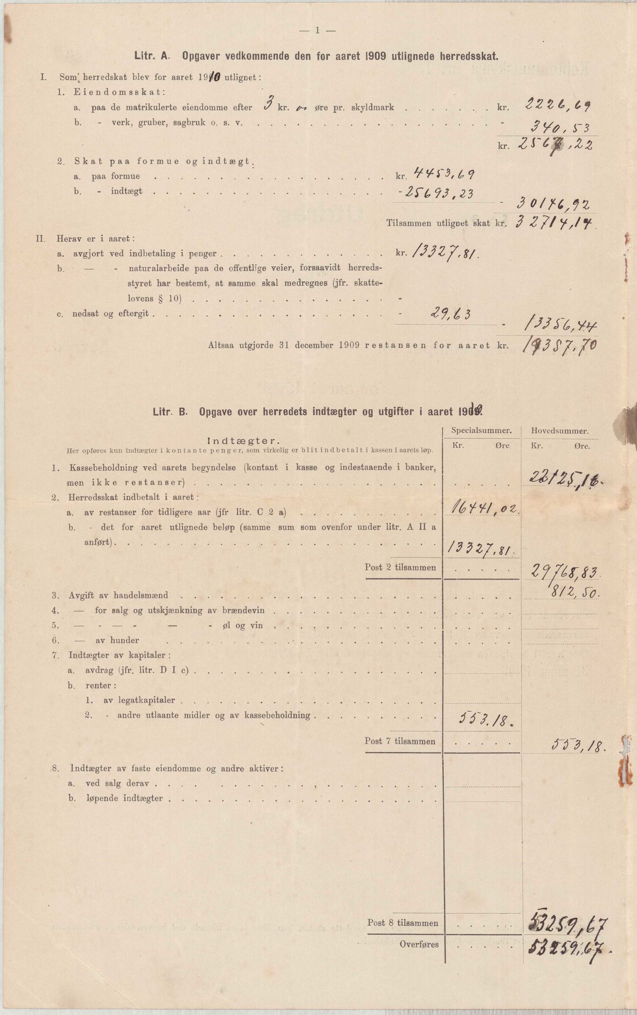 Finnaas kommune. Heradskassen, IKAH/1218a-121/R/Ra/Raa/L0001/0001: Årsrekneskap / Utdrag av kommunerekneskapet, 1904-1910, p. 38