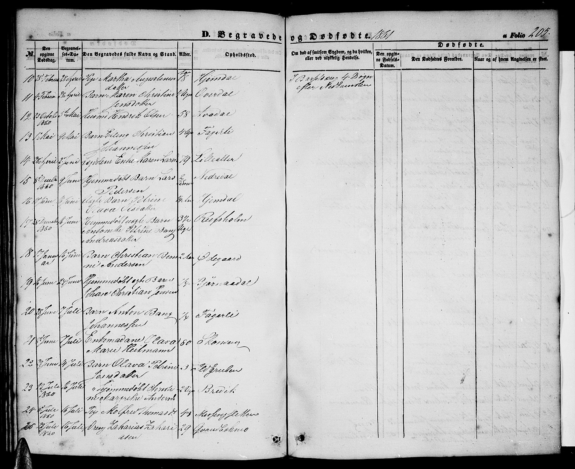 Ministerialprotokoller, klokkerbøker og fødselsregistre - Nordland, SAT/A-1459/827/L0414: Parish register (copy) no. 827C03, 1853-1865, p. 205