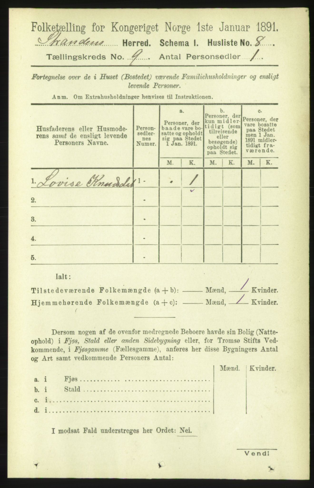 RA, 1891 census for 1525 Stranda, 1891, p. 2175