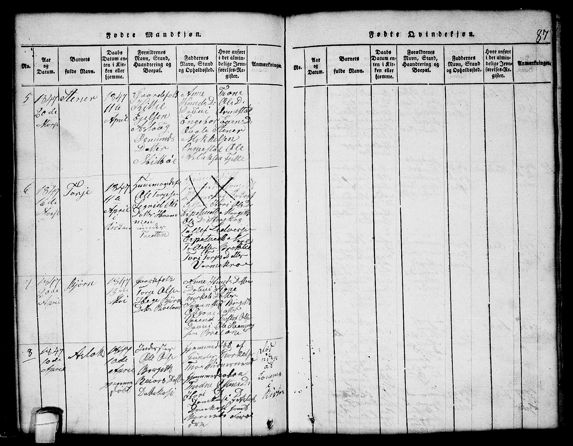 Lårdal kirkebøker, AV/SAKO-A-284/G/Gc/L0001: Parish register (copy) no. III 1, 1815-1854, p. 87