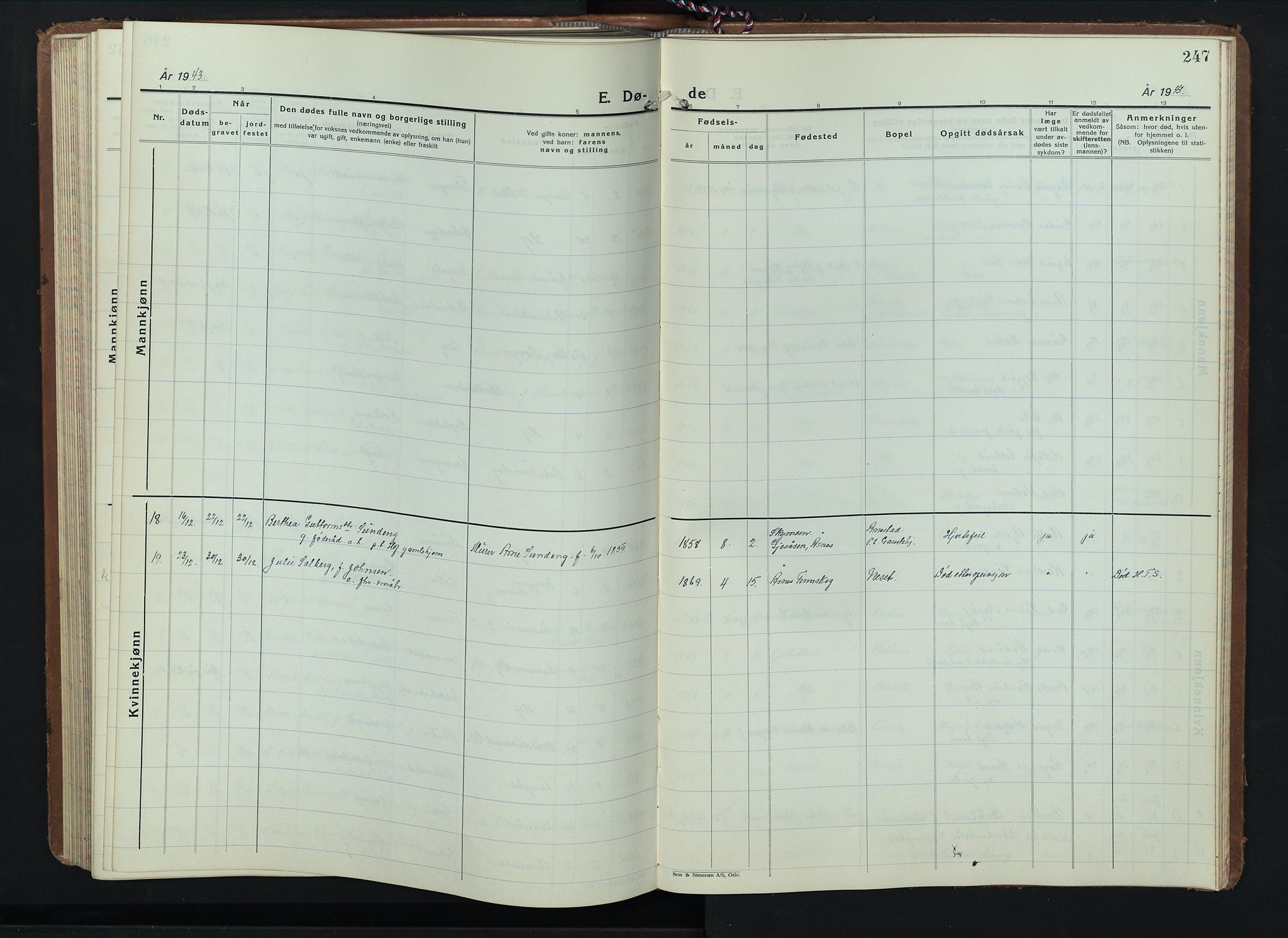 Hof prestekontor, AV/SAH-PREST-038/H/Ha/Hab/L0003: Parish register (copy) no. 3, 1933-1947, p. 247