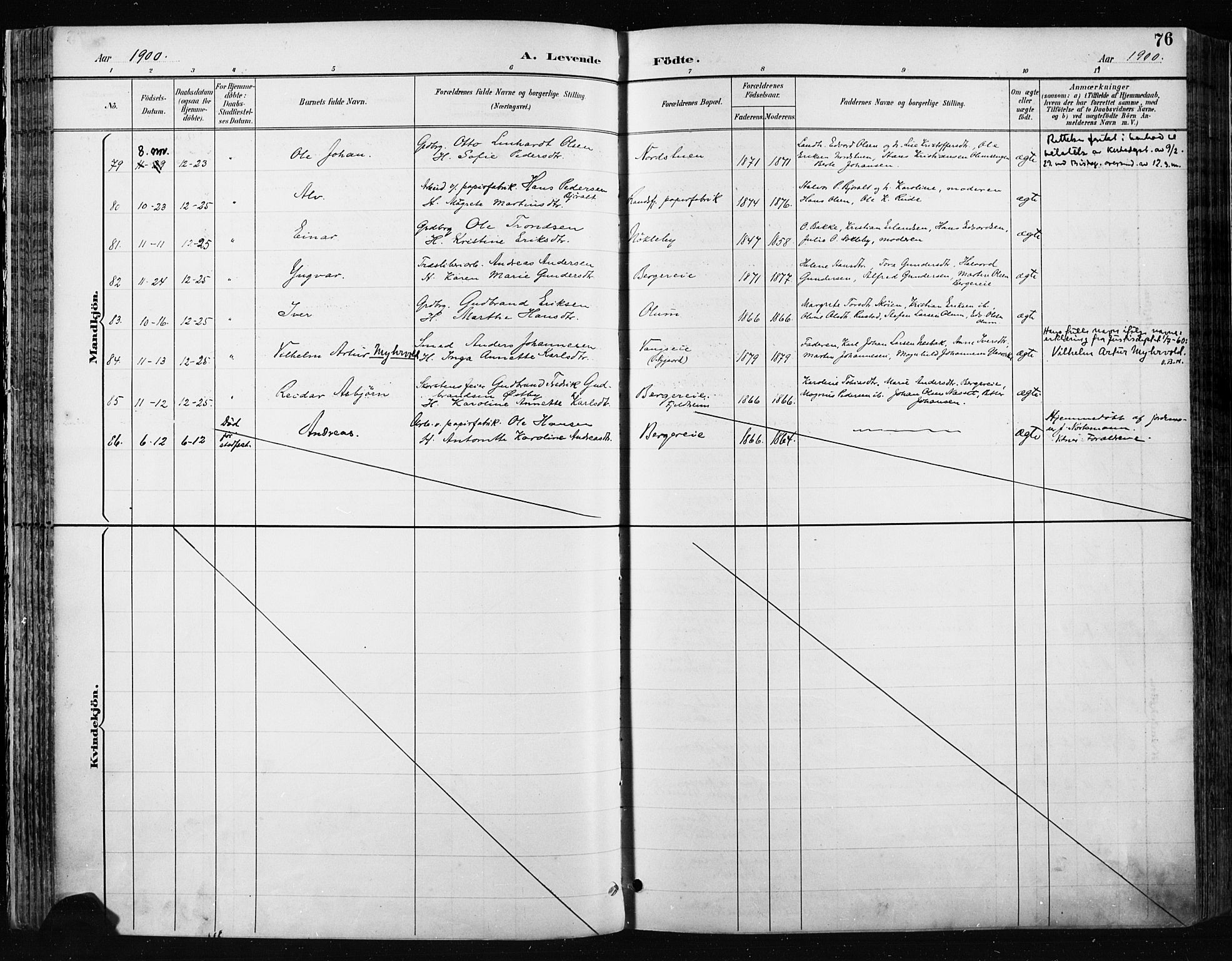 Jevnaker prestekontor, SAH/PREST-116/H/Ha/Haa/L0009: Parish register (official) no. 9, 1891-1901, p. 76