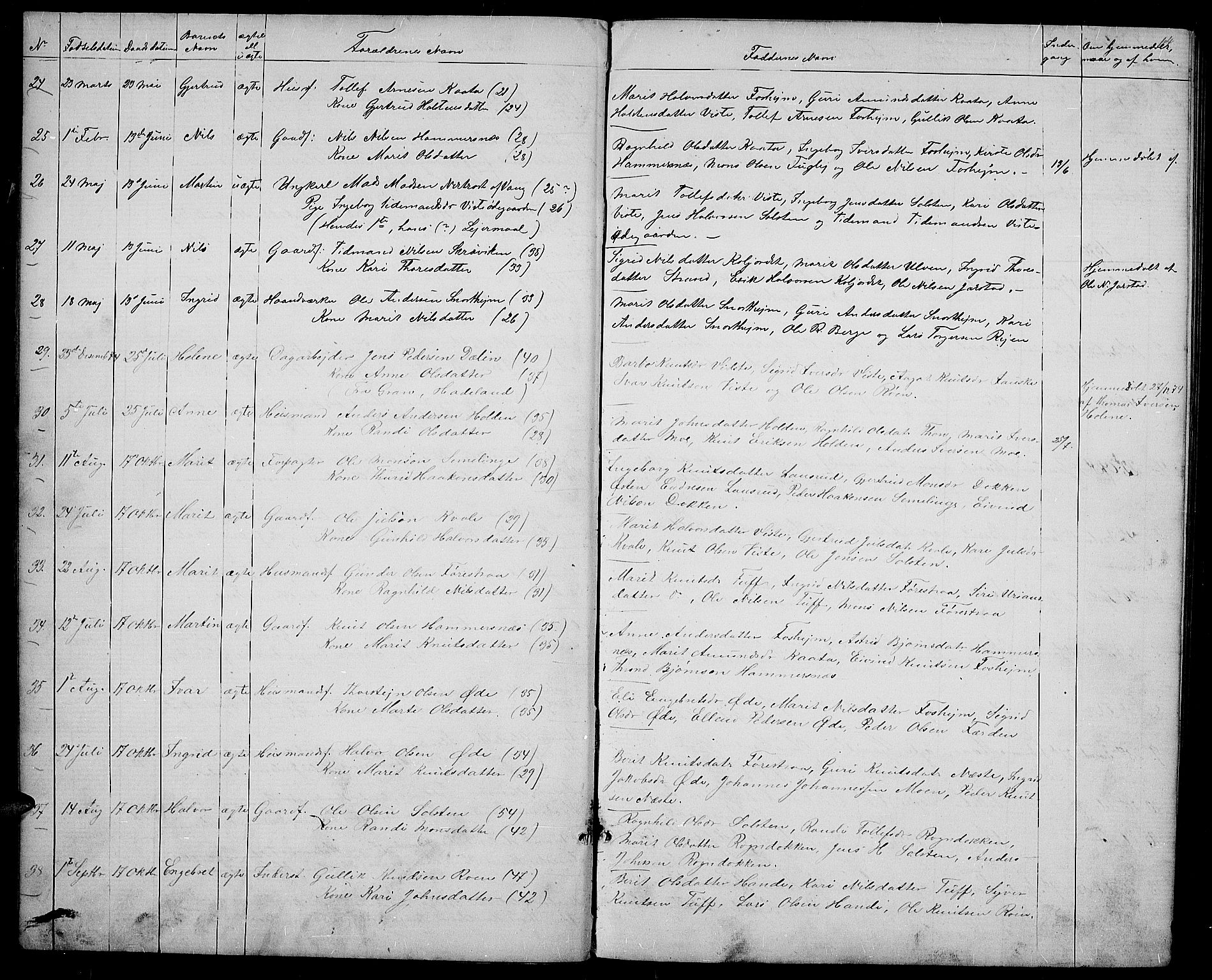 Vestre Slidre prestekontor, SAH/PREST-136/H/Ha/Hab/L0003: Parish register (copy) no. 3, 1869-1882, p. 14