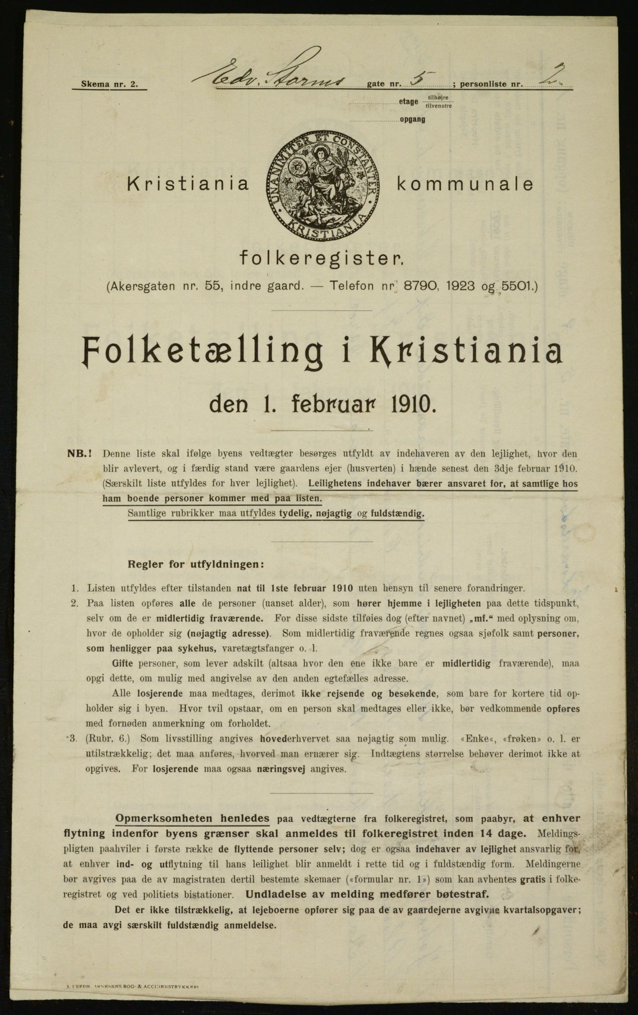 OBA, Municipal Census 1910 for Kristiania, 1910, p. 17784