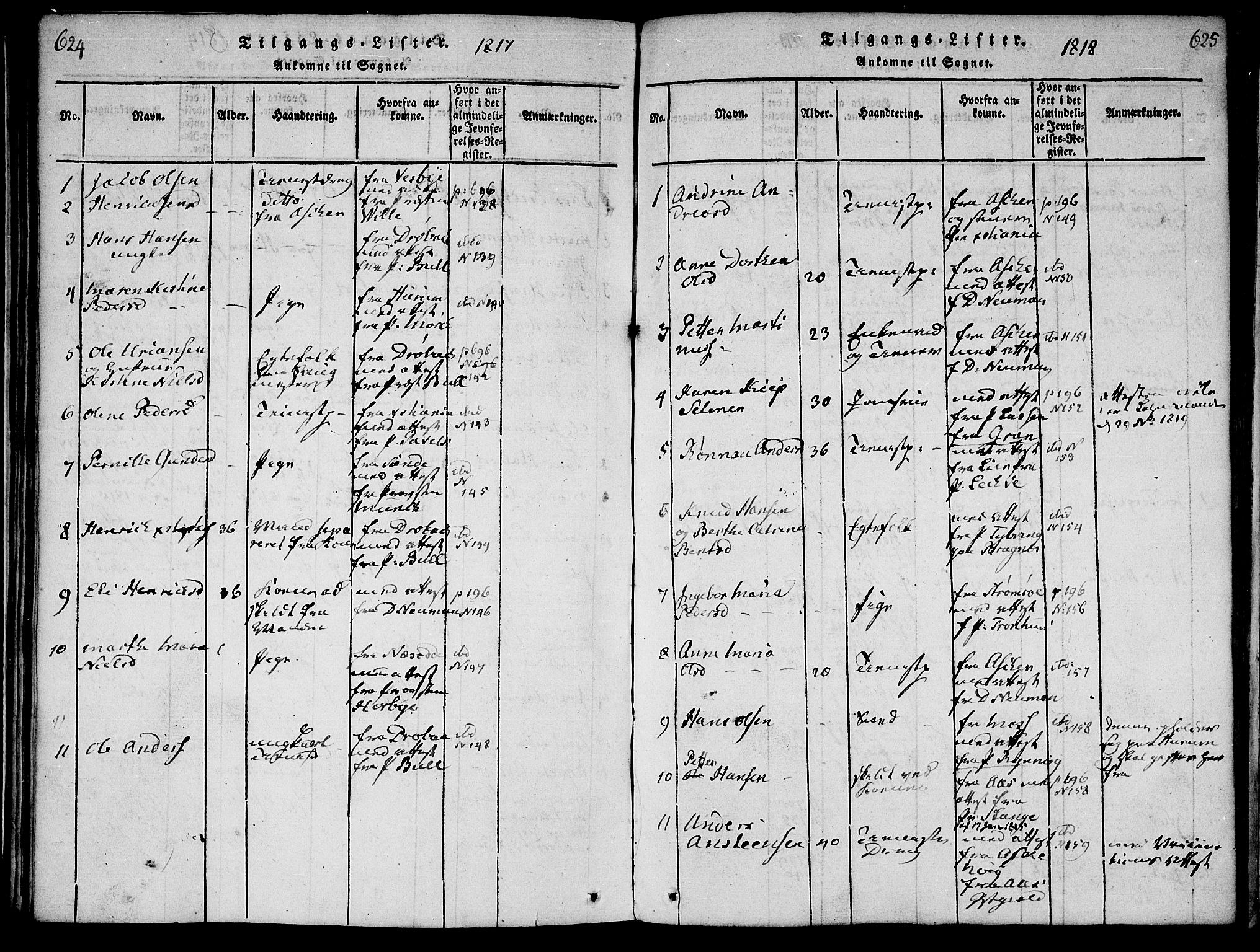Røyken kirkebøker, SAKO/A-241/F/Fa/L0004: Parish register (official) no. 4, 1814-1832, p. 624-625