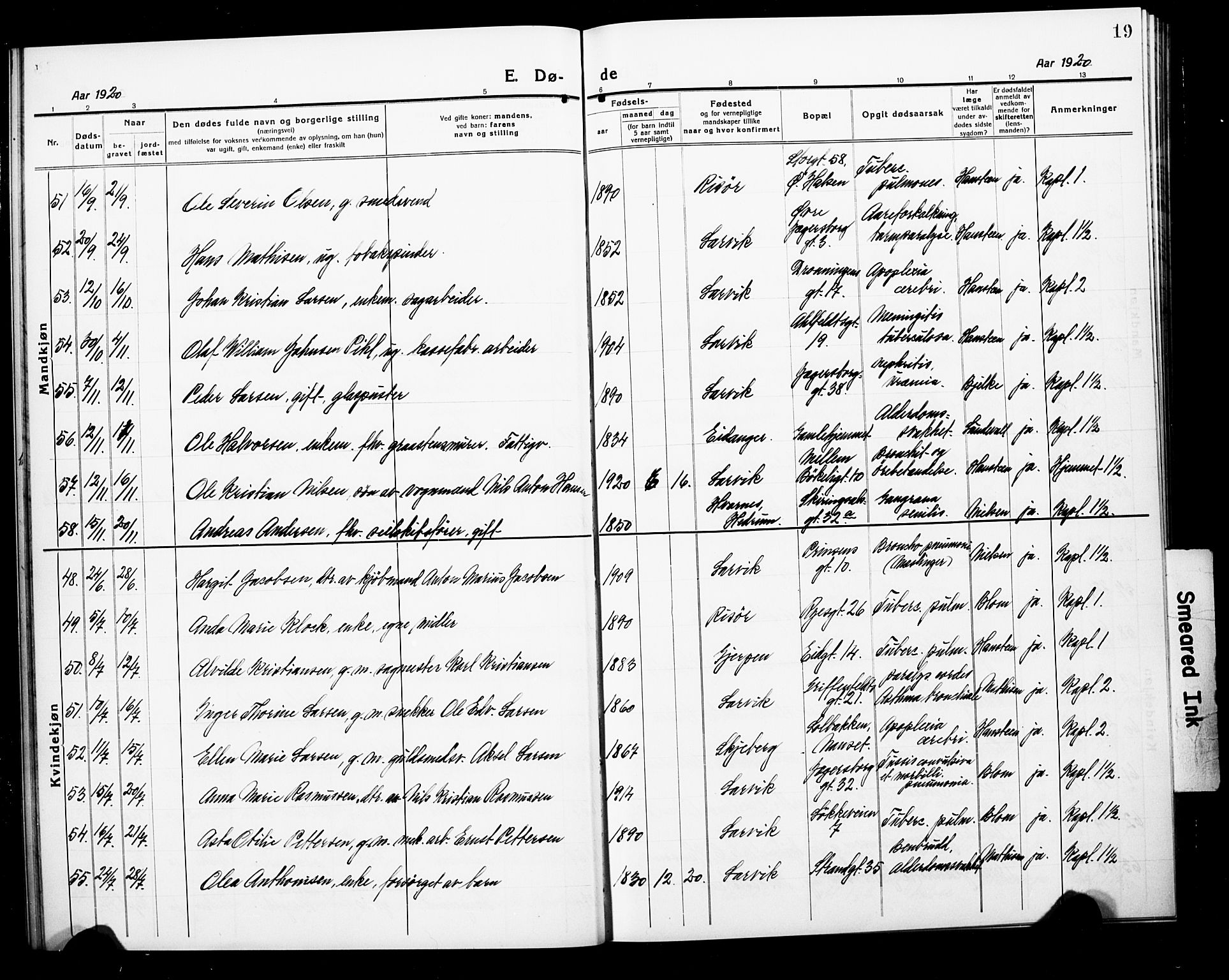 Larvik kirkebøker, AV/SAKO-A-352/G/Ga/L0010: Parish register (copy) no. I 10, 1919-1926, p. 19