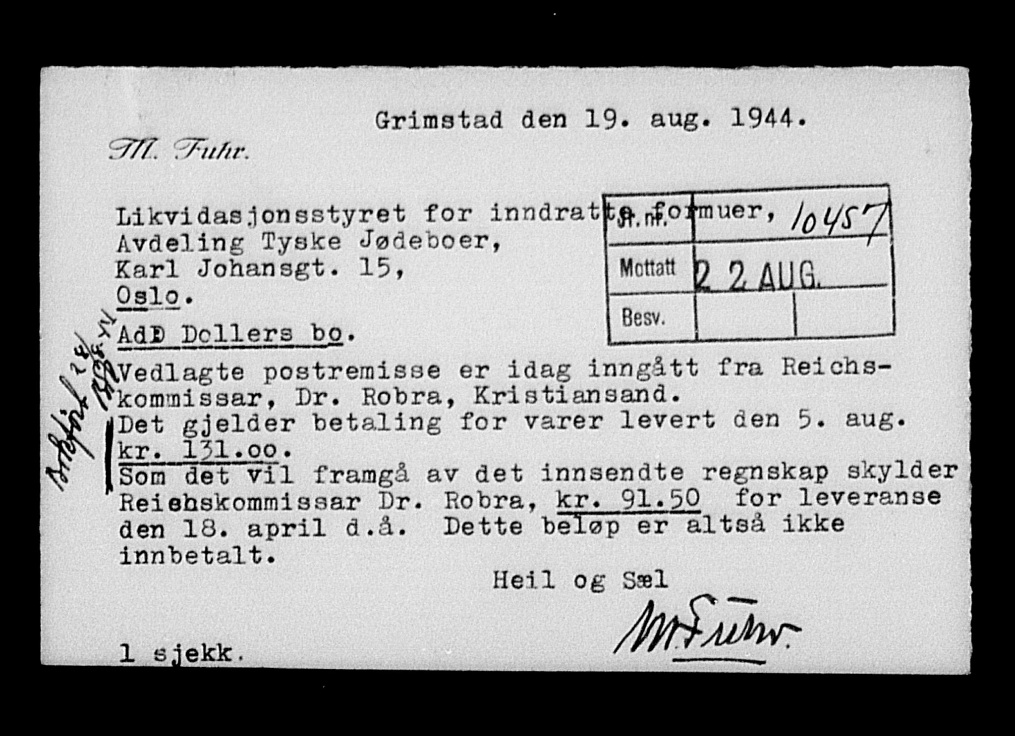 Justisdepartementet, Tilbakeføringskontoret for inndratte formuer, AV/RA-S-1564/H/Hc/Hcd/L0993: --, 1945-1947, p. 293