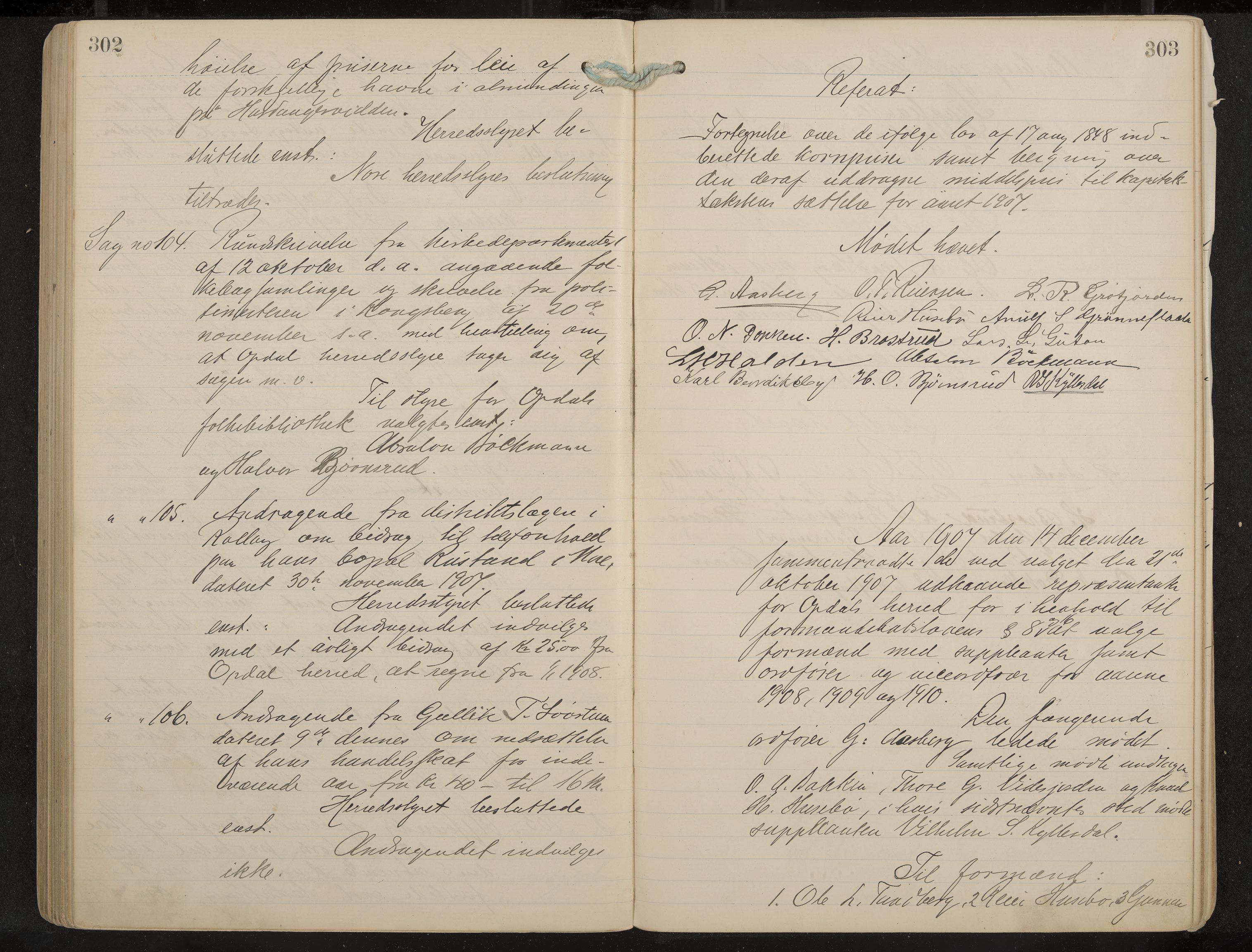 Uvdal formannskap og sentraladministrasjon, IKAK/0634021/A/Aa/L0001: Møtebok, 1901-1909, p. 302-303