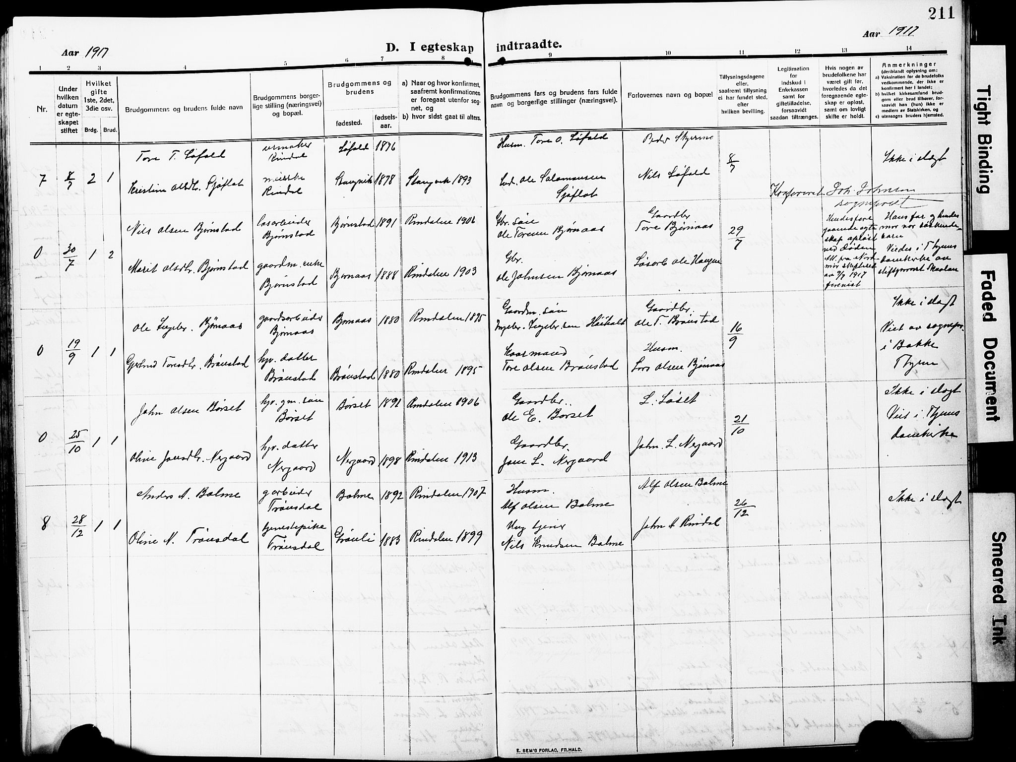 Ministerialprotokoller, klokkerbøker og fødselsregistre - Møre og Romsdal, AV/SAT-A-1454/598/L1079: Parish register (copy) no. 598C04, 1909-1927, p. 211