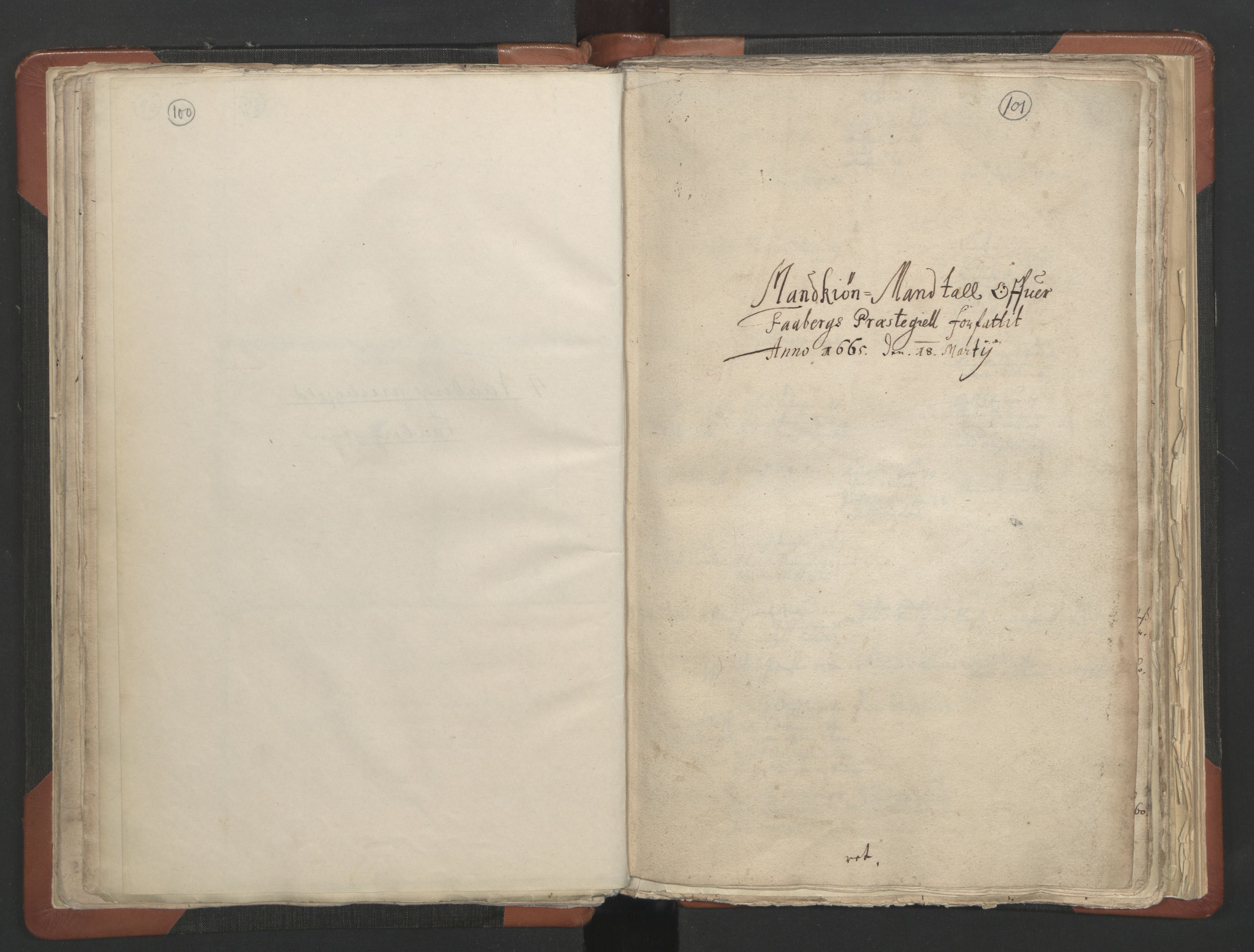 RA, Vicar's Census 1664-1666, no. 6: Gudbrandsdal deanery, 1664-1666, p. 100-101