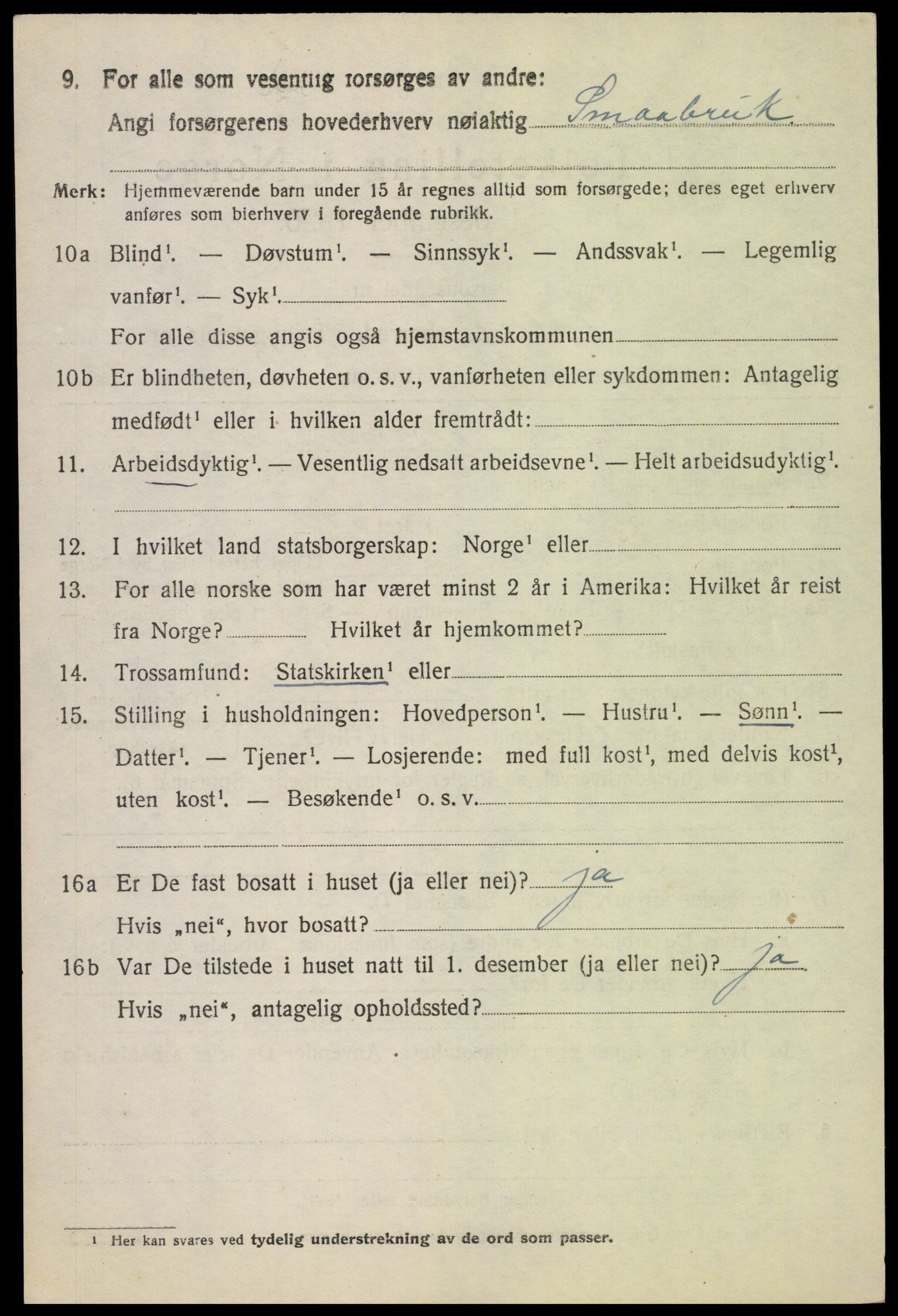 SAH, 1920 census for Fåberg, 1920, p. 3539