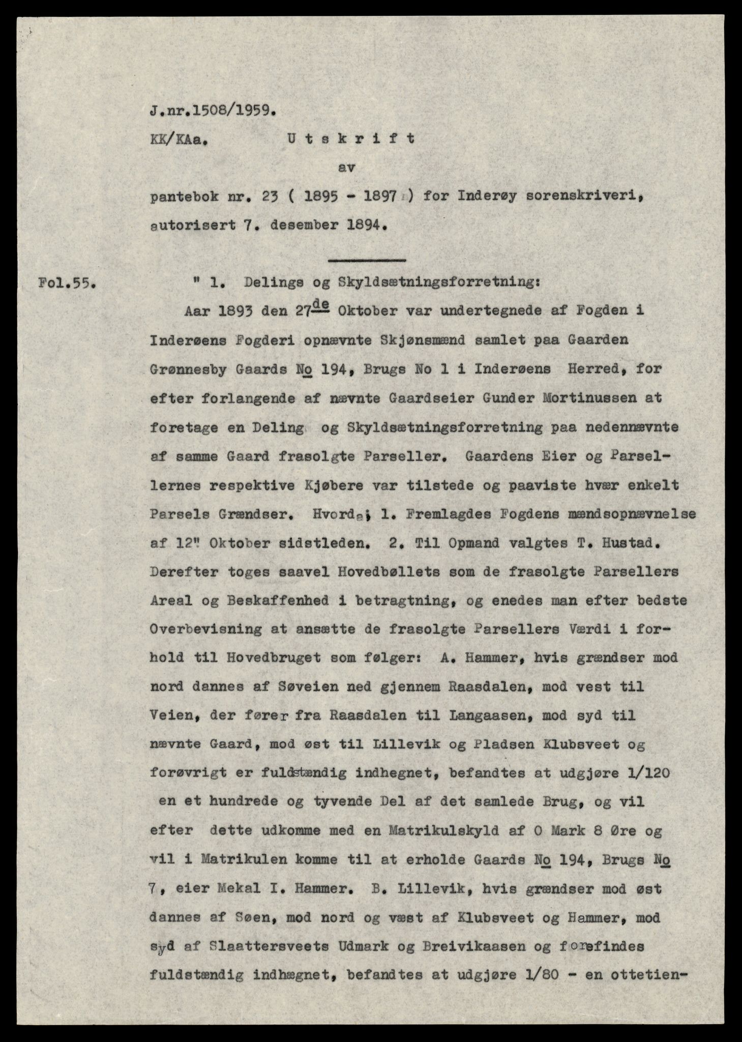 Statsarkivet i Trondheim, AV/SAT-A-4183/J/Jk/L0009: Pantebok 23 - 27, 1895-1906