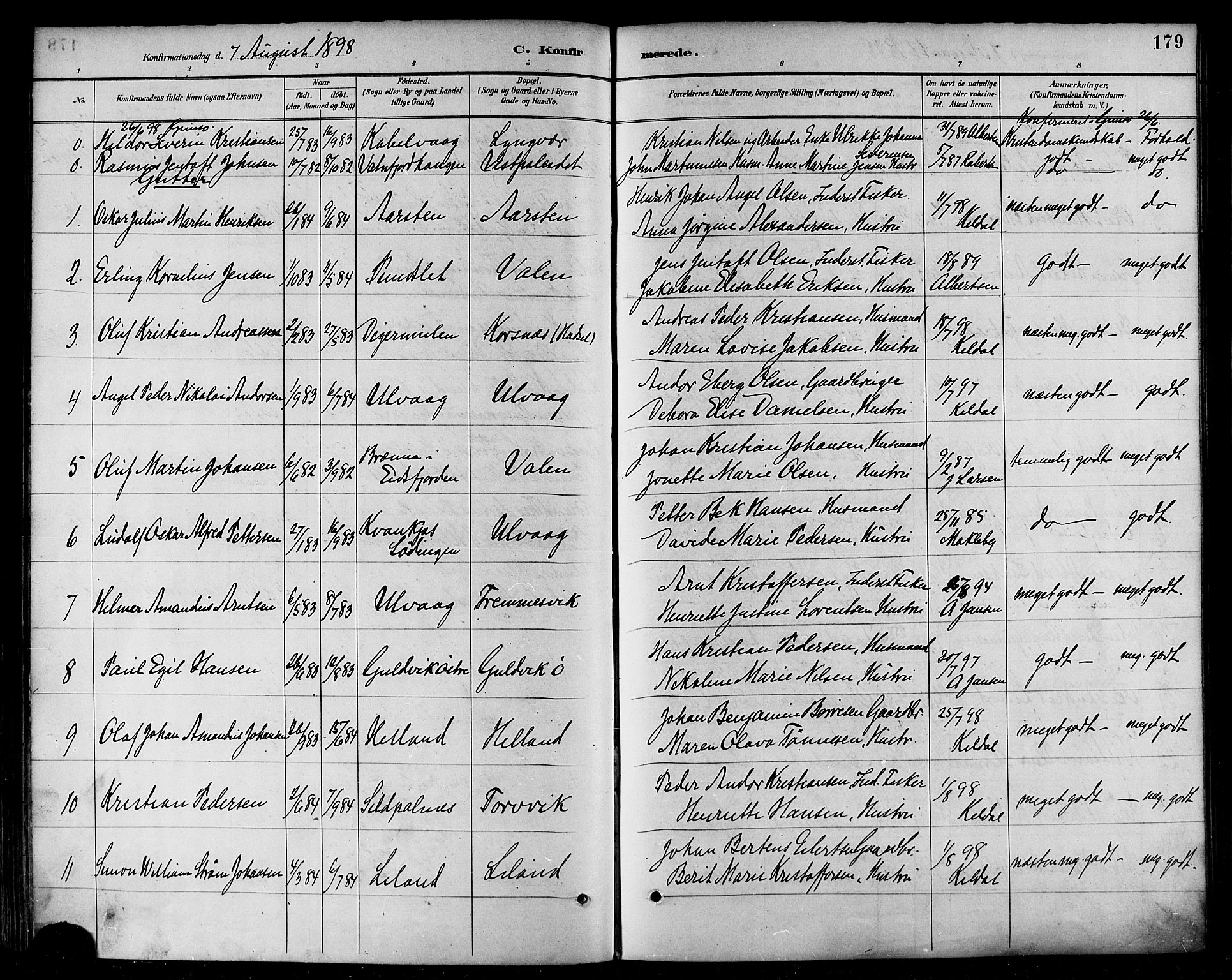 Ministerialprotokoller, klokkerbøker og fødselsregistre - Nordland, AV/SAT-A-1459/874/L1060: Parish register (official) no. 874A04, 1890-1899, p. 179