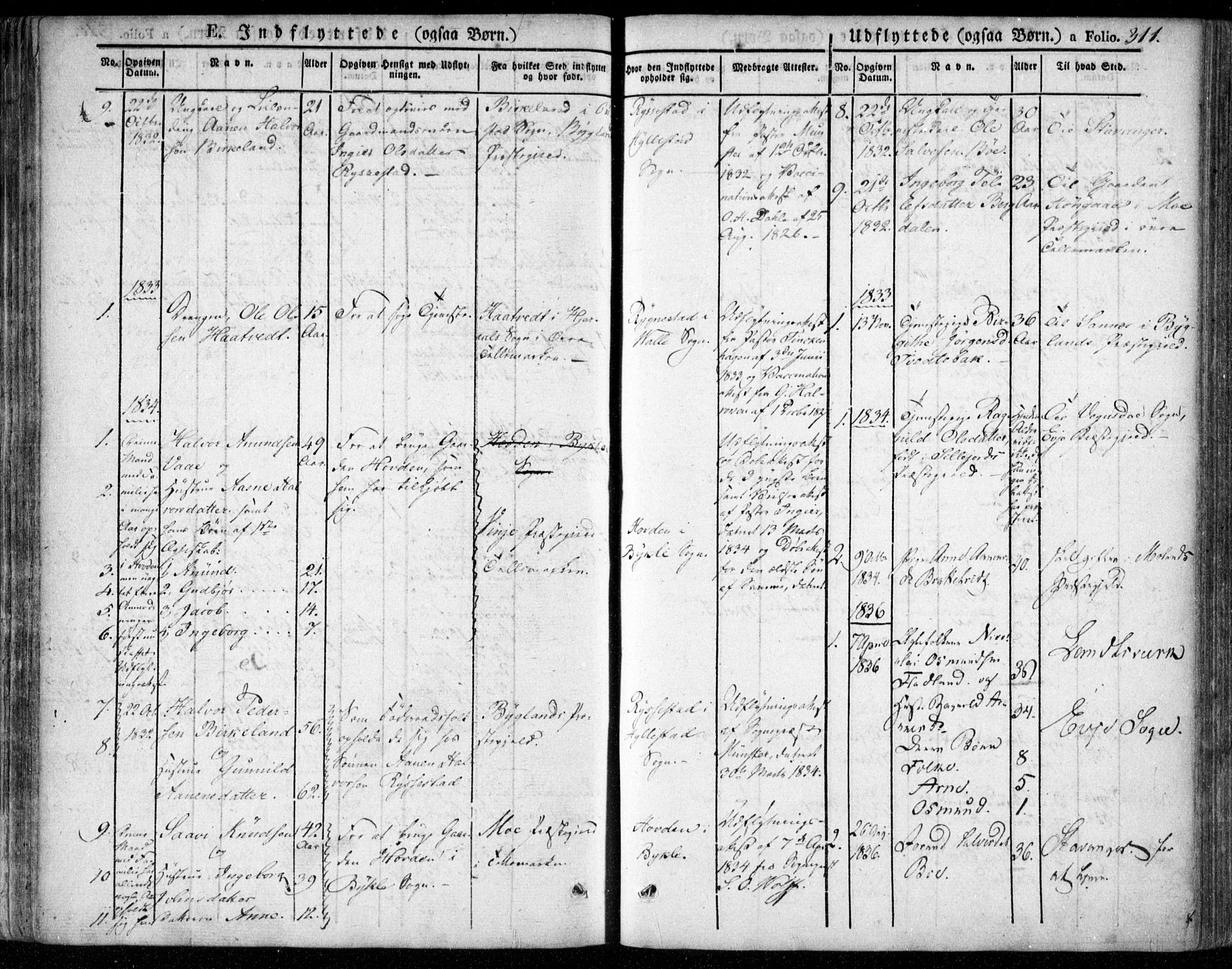 Valle sokneprestkontor, AV/SAK-1111-0044/F/Fa/Fac/L0006: Parish register (official) no. A 6, 1831-1853, p. 311