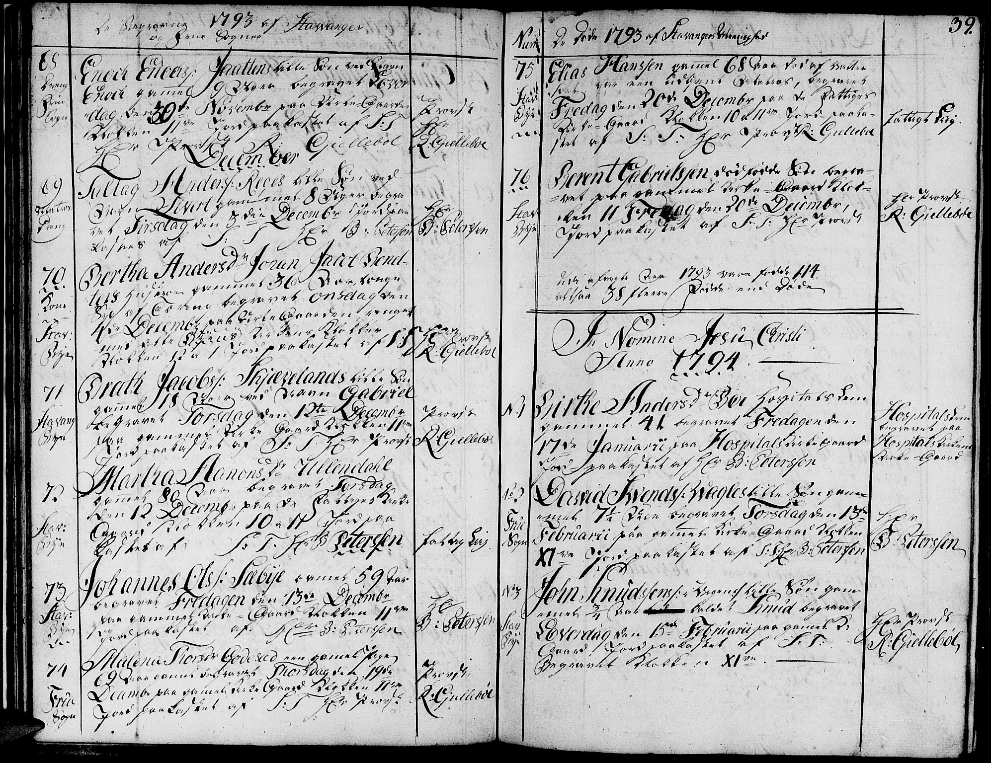 Domkirken sokneprestkontor, SAST/A-101812/001/30/30BA/L0007: Parish register (official) no. A 7, 1789-1815, p. 39