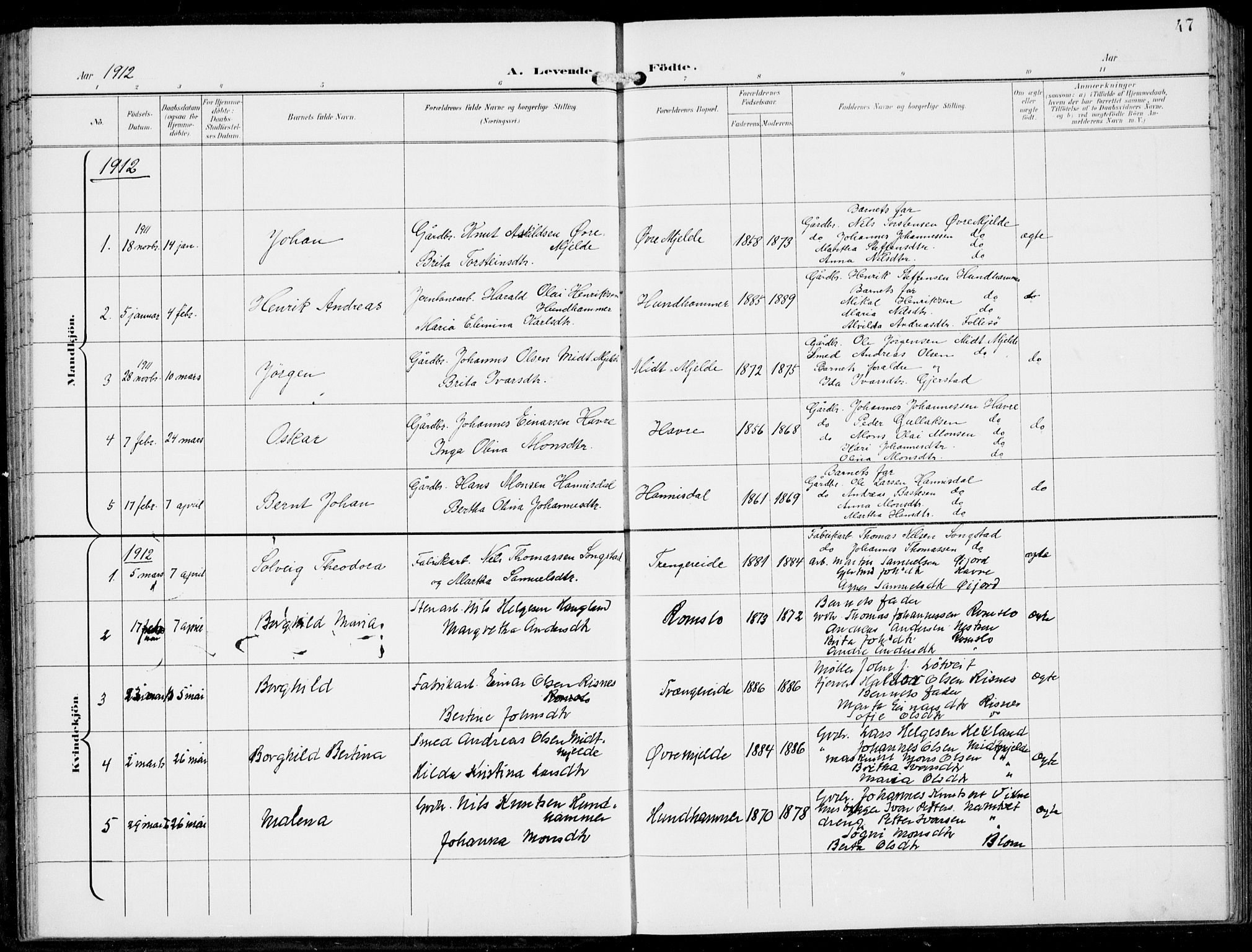 Haus sokneprestembete, SAB/A-75601/H/Haa: Parish register (official) no. B  2, 1899-1912, p. 47