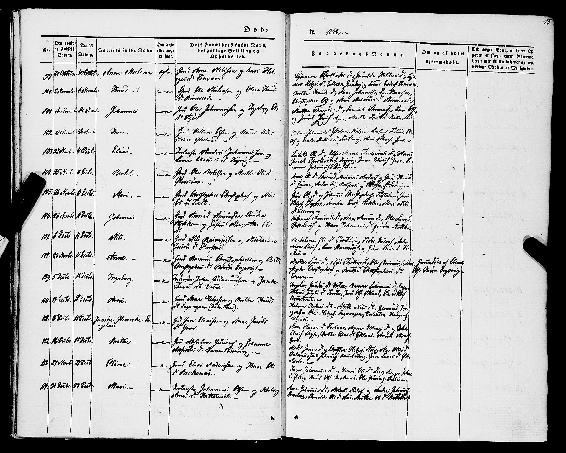 Stord sokneprestembete, SAB/A-78201/H/Haa: Parish register (official) no. A 7, 1841-1861, p. 15