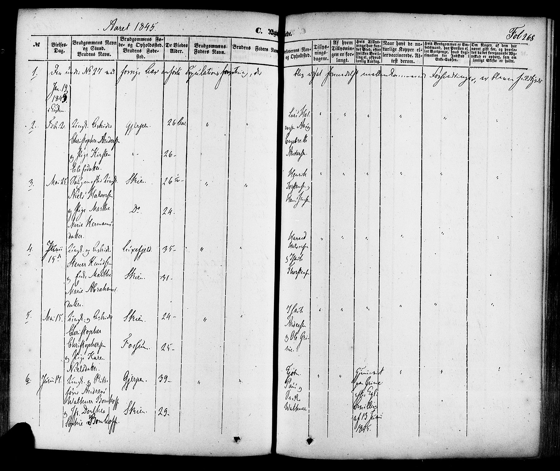 Skien kirkebøker, SAKO/A-302/F/Fa/L0006a: Parish register (official) no. 6A, 1843-1856, p. 268