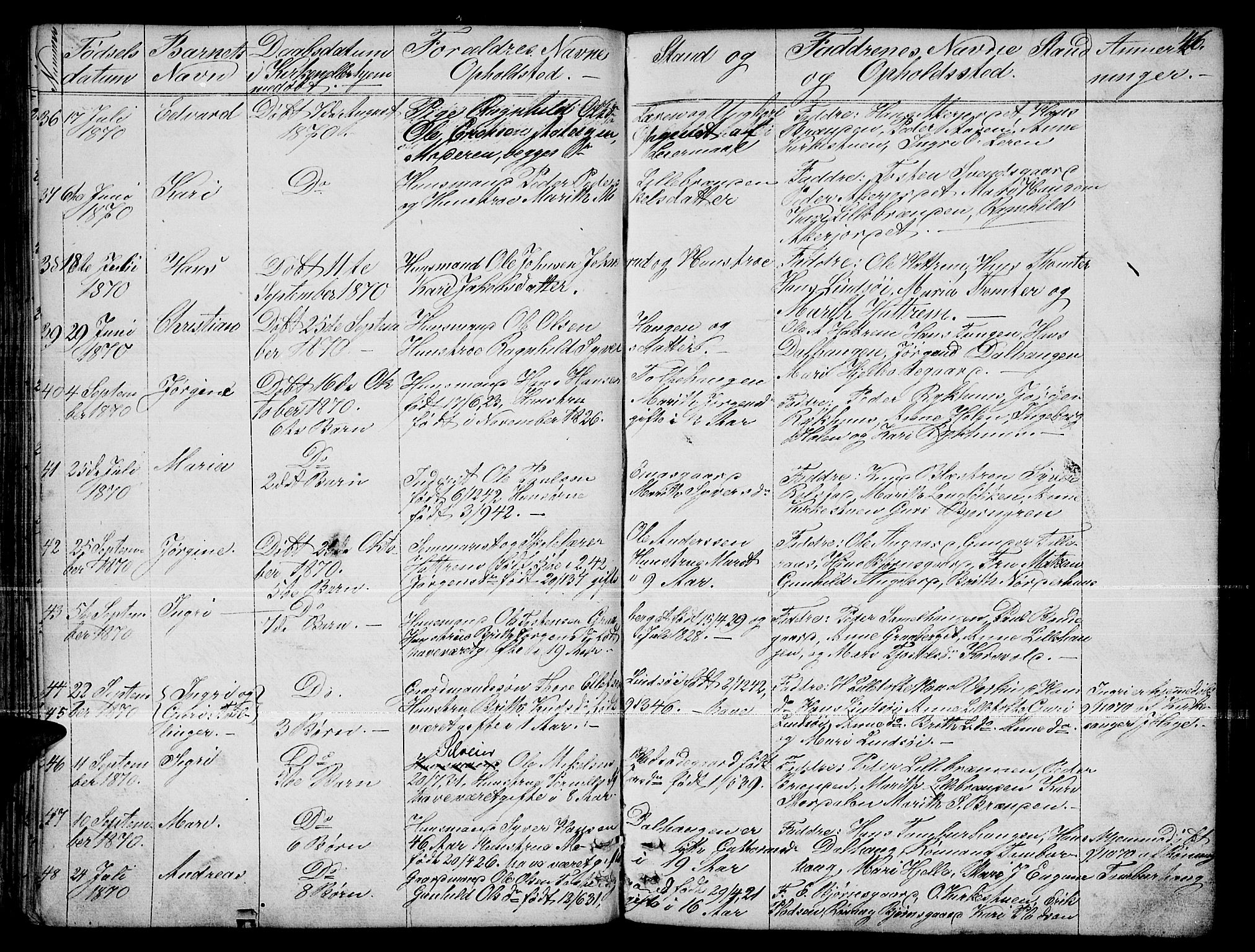 Dovre prestekontor, SAH/PREST-066/H/Ha/Hab/L0001: Parish register (copy) no. 1, 1862-1880, p. 46