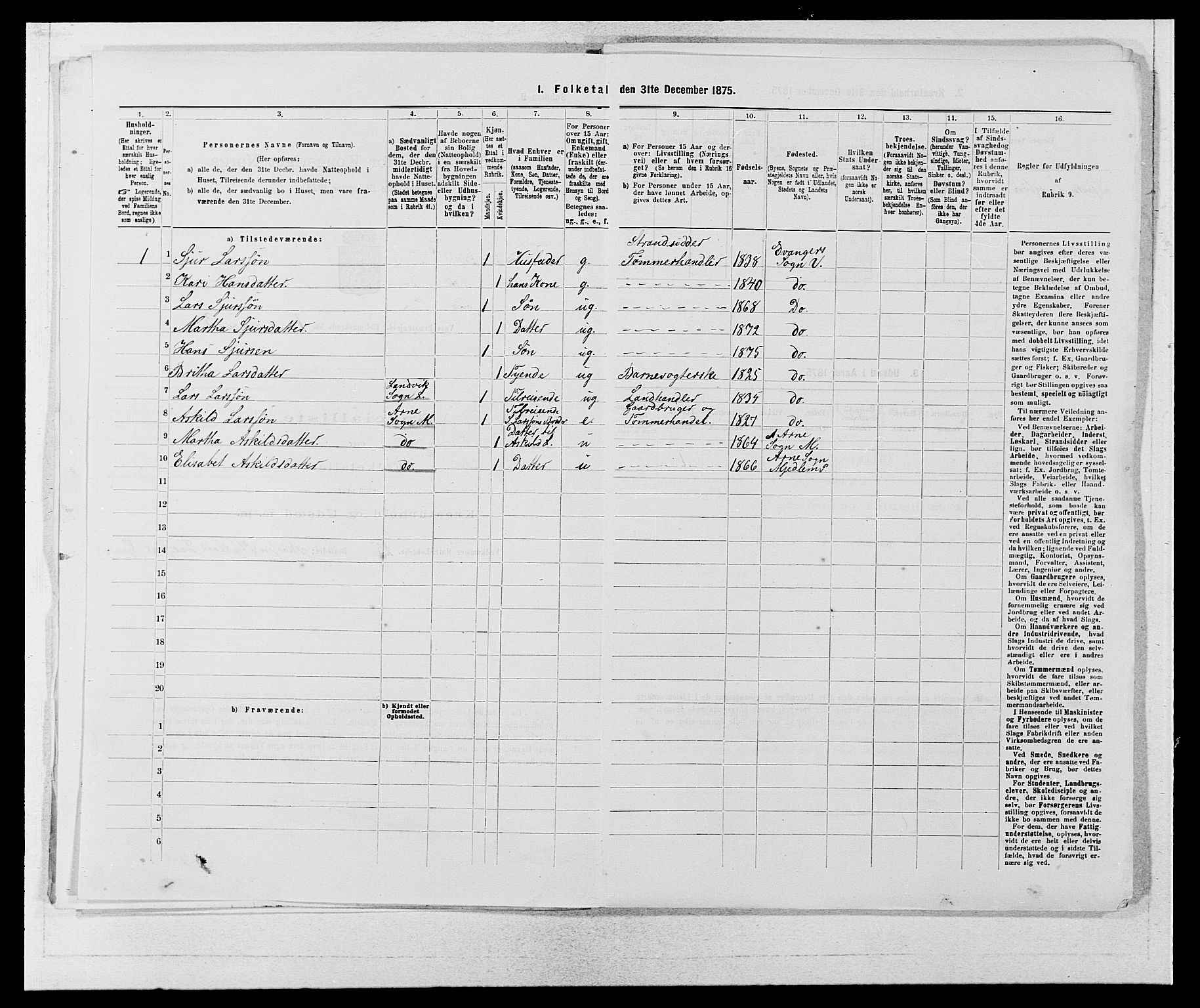 SAB, 1875 census for 1235P Voss, 1875, p. 1711