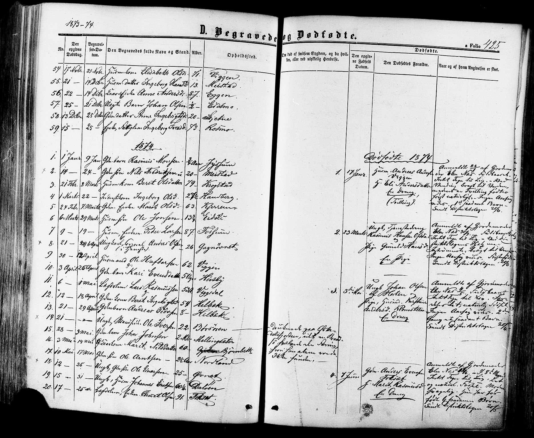 Ministerialprotokoller, klokkerbøker og fødselsregistre - Sør-Trøndelag, SAT/A-1456/665/L0772: Parish register (official) no. 665A07, 1856-1878, p. 425