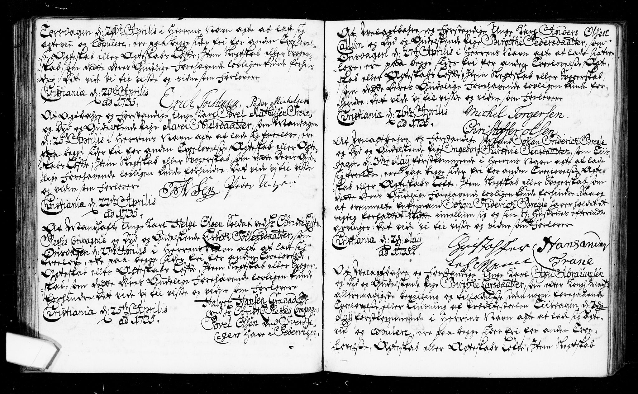 Oslo domkirke Kirkebøker, AV/SAO-A-10752/L/La/L0006: Best man's statements no. 6, 1731-1743