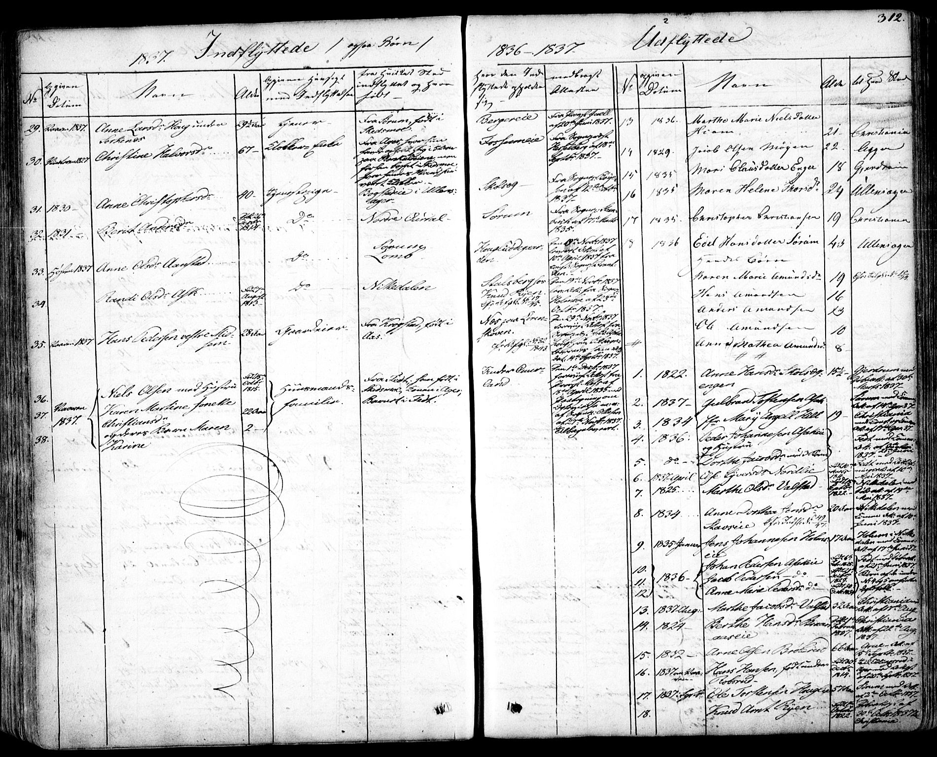Skedsmo prestekontor Kirkebøker, SAO/A-10033a/F/Fa/L0009: Parish register (official) no. I 9, 1830-1853, p. 312