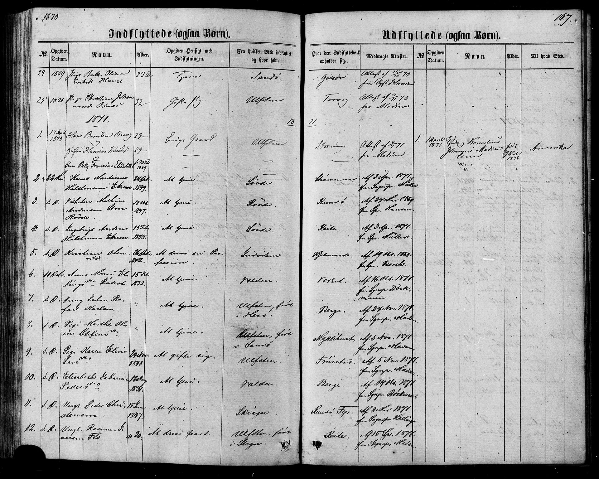 Ministerialprotokoller, klokkerbøker og fødselsregistre - Møre og Romsdal, AV/SAT-A-1454/507/L0071: Parish register (official) no. 507A06, 1863-1878, p. 167