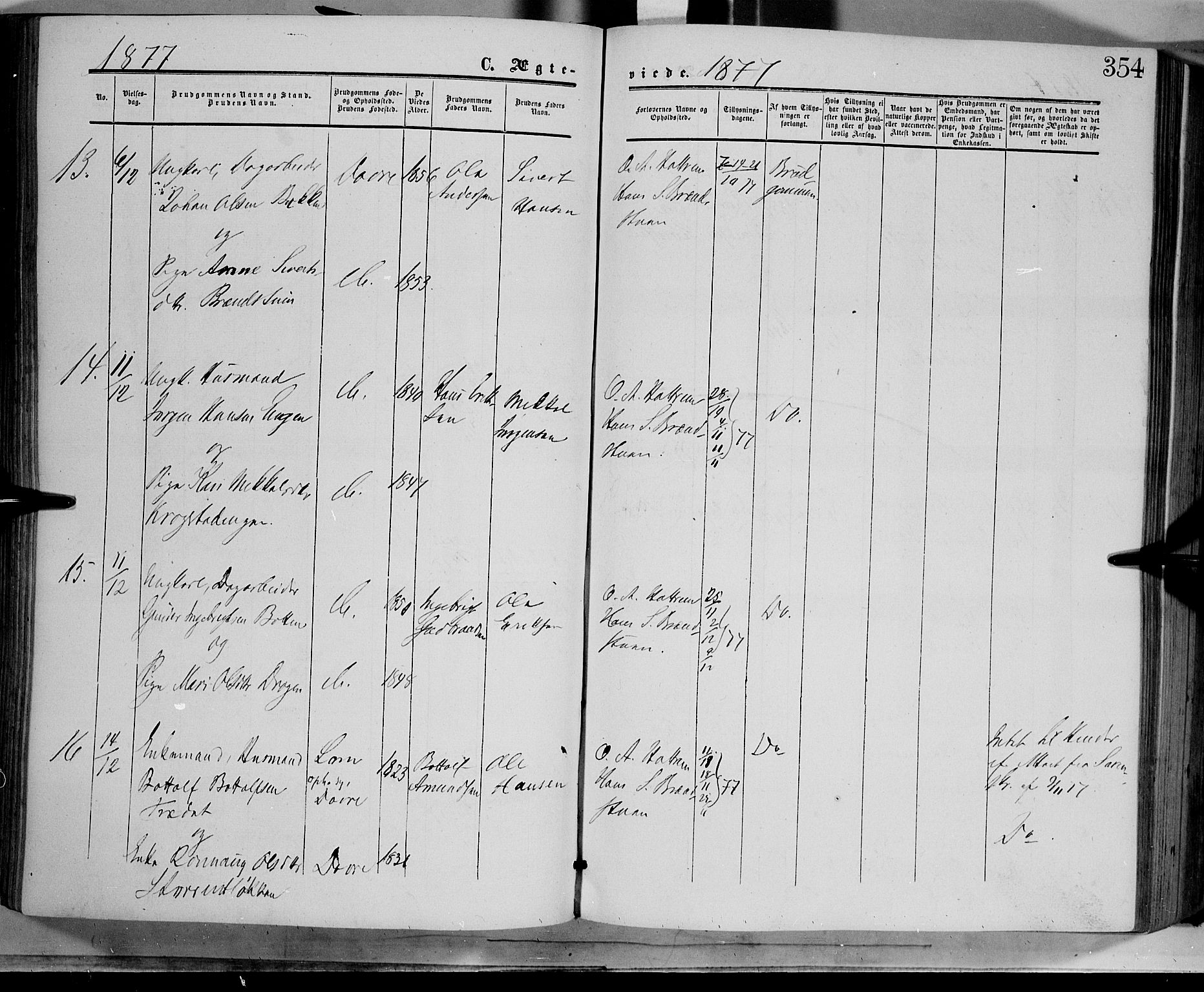 Dovre prestekontor, AV/SAH-PREST-066/H/Ha/Haa/L0001: Parish register (official) no. 1, 1854-1878, p. 354