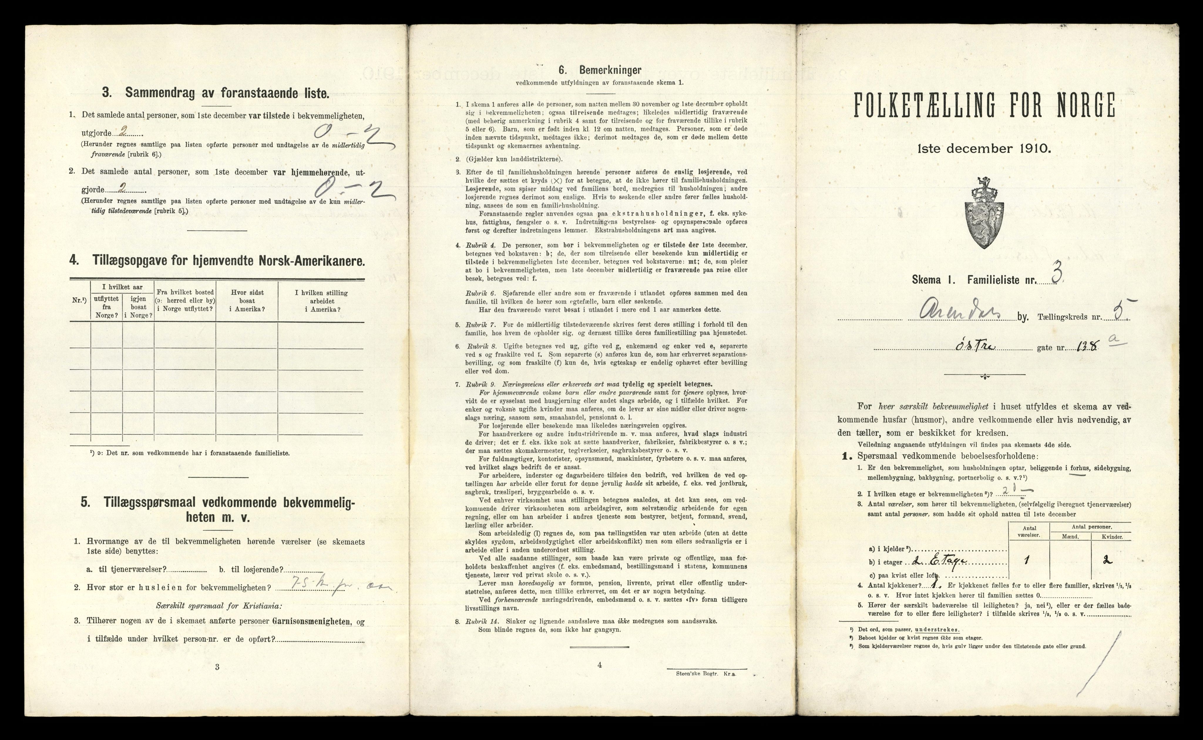 RA, 1910 census for Arendal, 1910, p. 1439