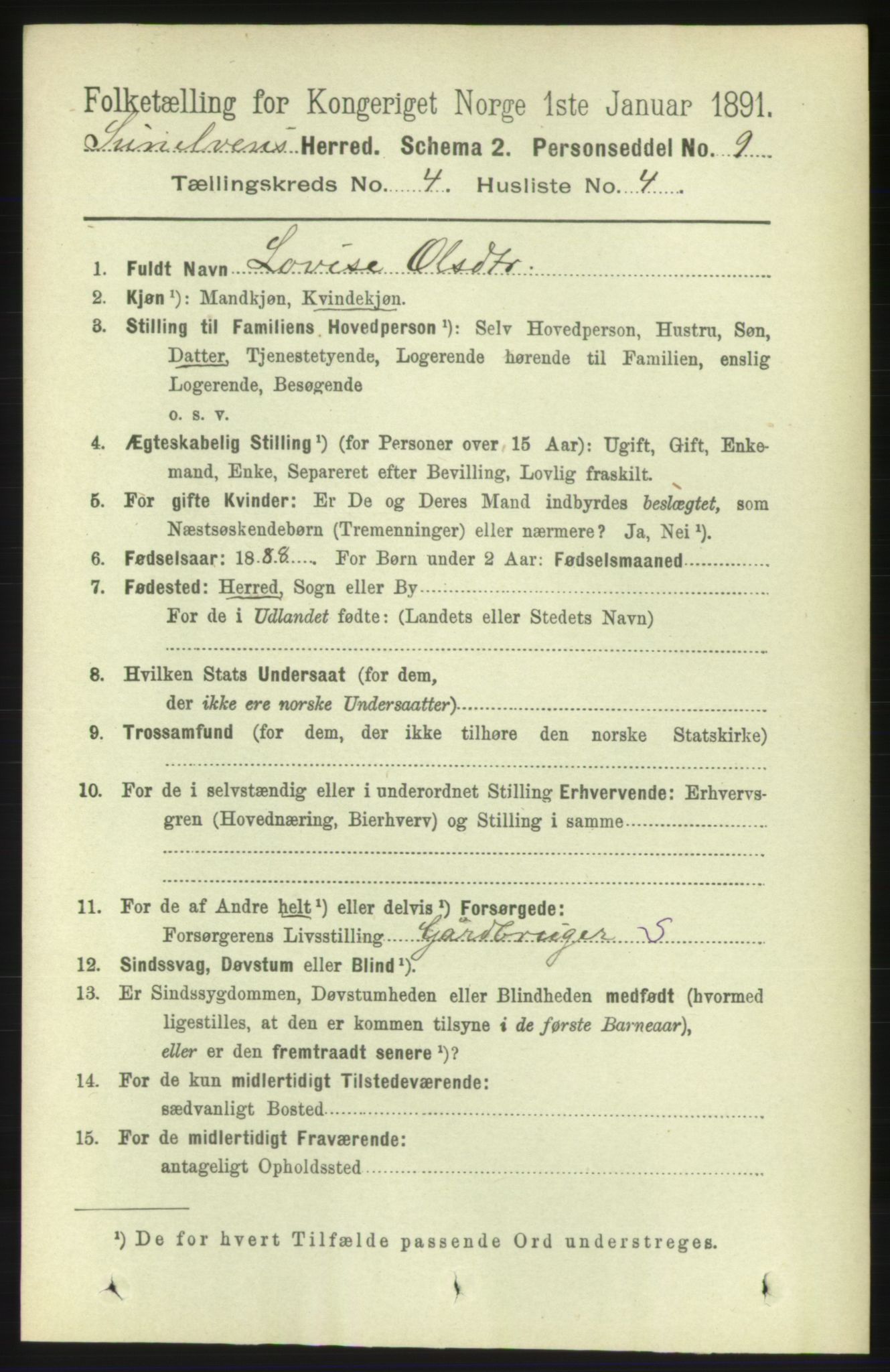 RA, 1891 census for 1523 Sunnylven, 1891, p. 900